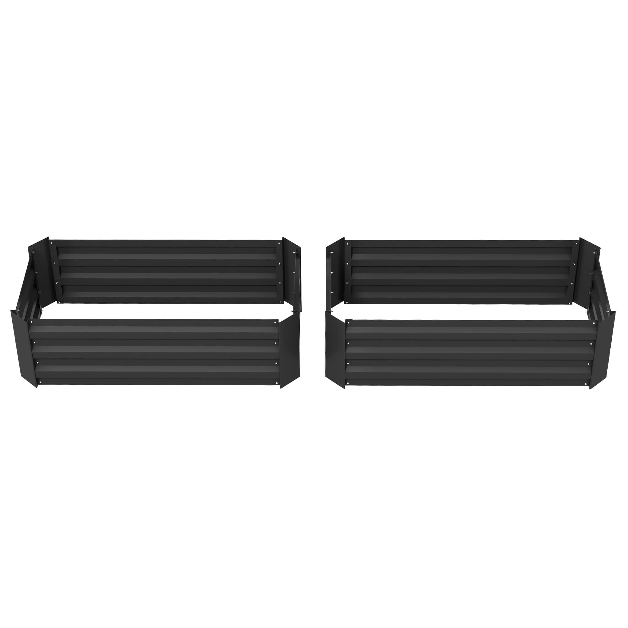 Outsunny Lot de 2 carré potager de jardin dim. 100L x 50l x 30H cm - tôle d'acier ondulée gris