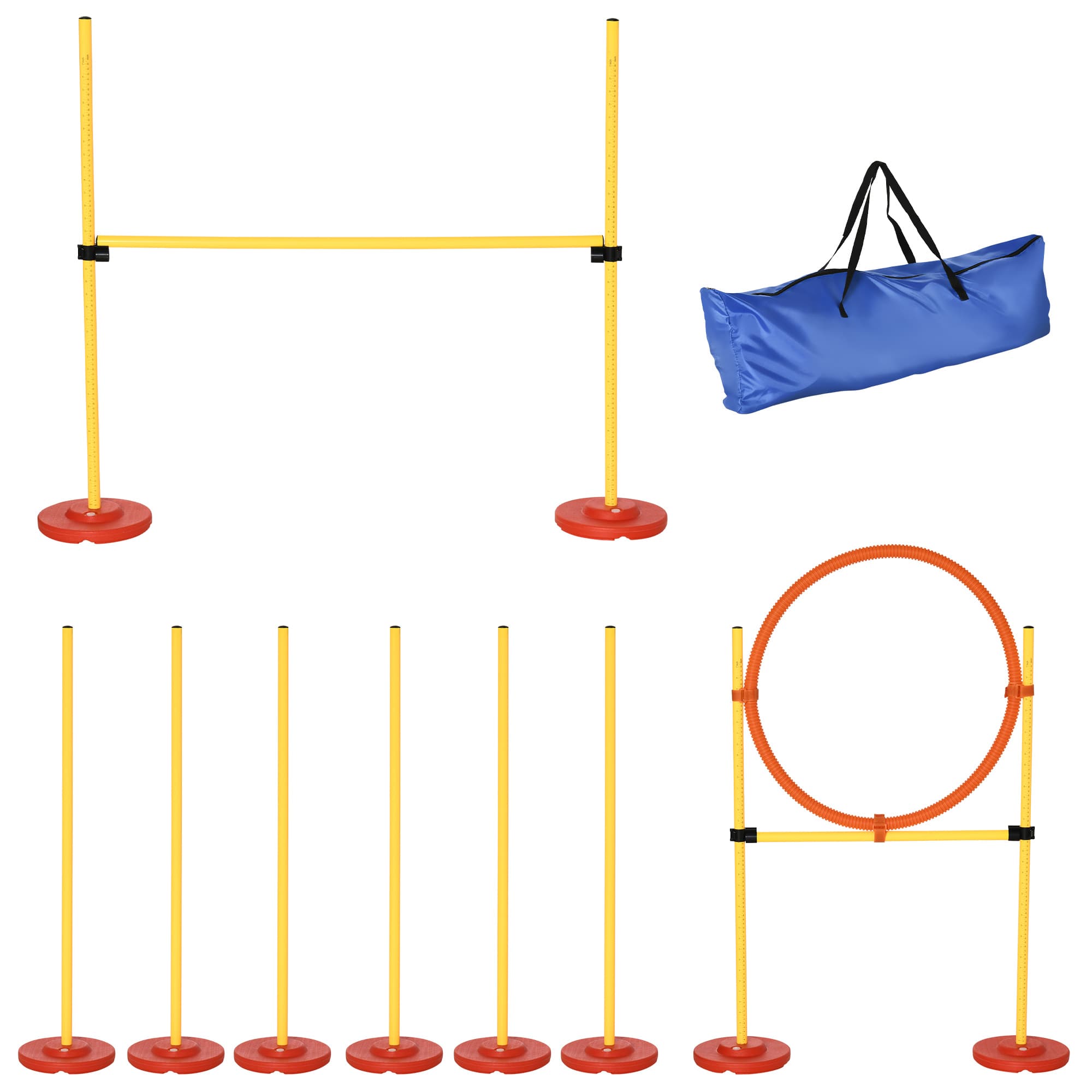 PawHut Agility sport pour chiens équipement complet haies, slalom + sac de transport jaune