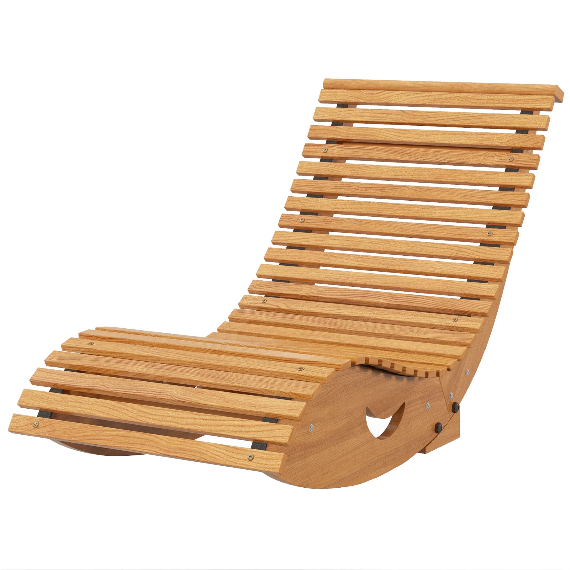 Outsunny Chaise à bascule - Rocking chair d'extérieur jardin avec siège à lattes et dossier haut en bois