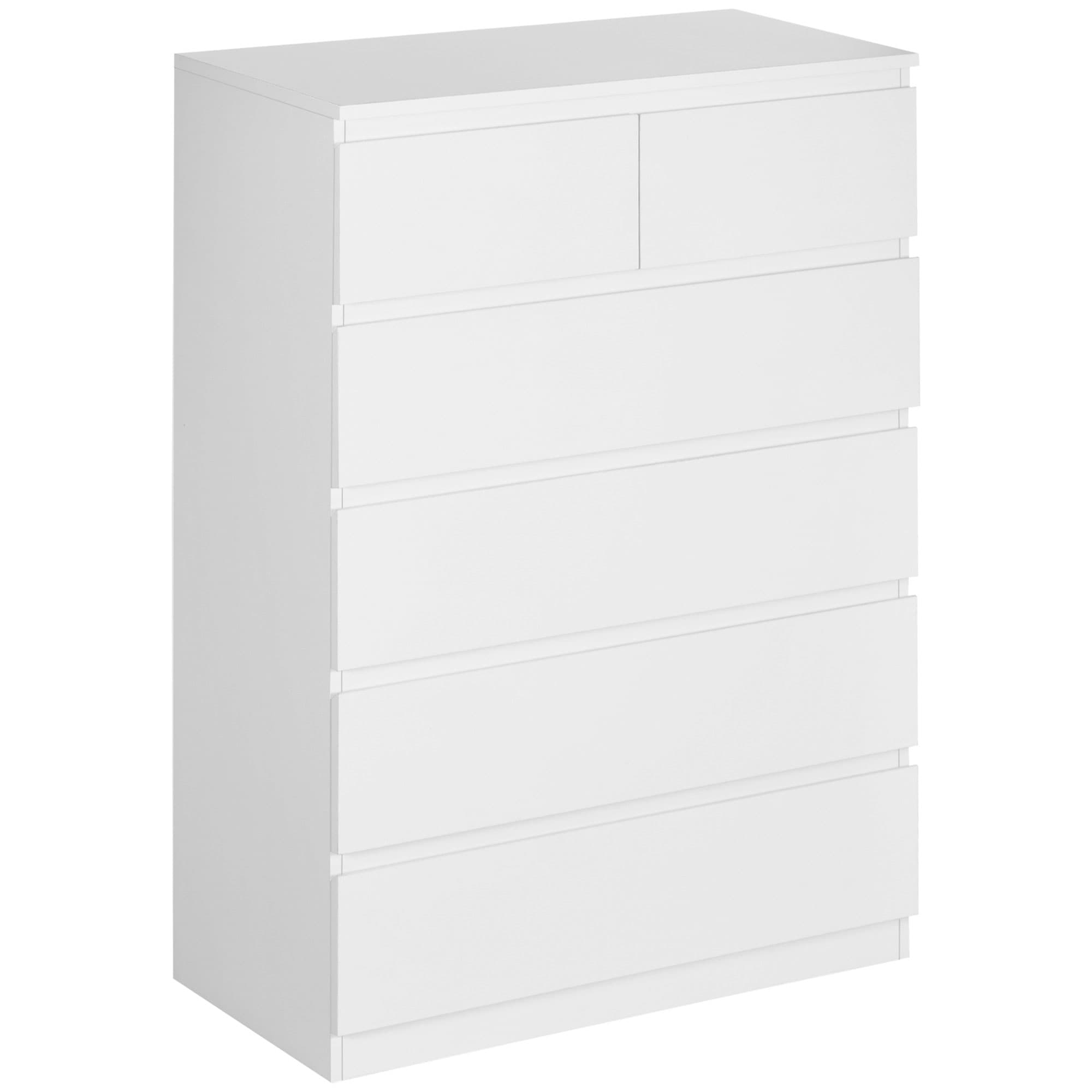 HOMCOM Commode 6 tiroirs meuble de rangement sans poignées design minimaliste 80 x 39 x 115 cm blanc