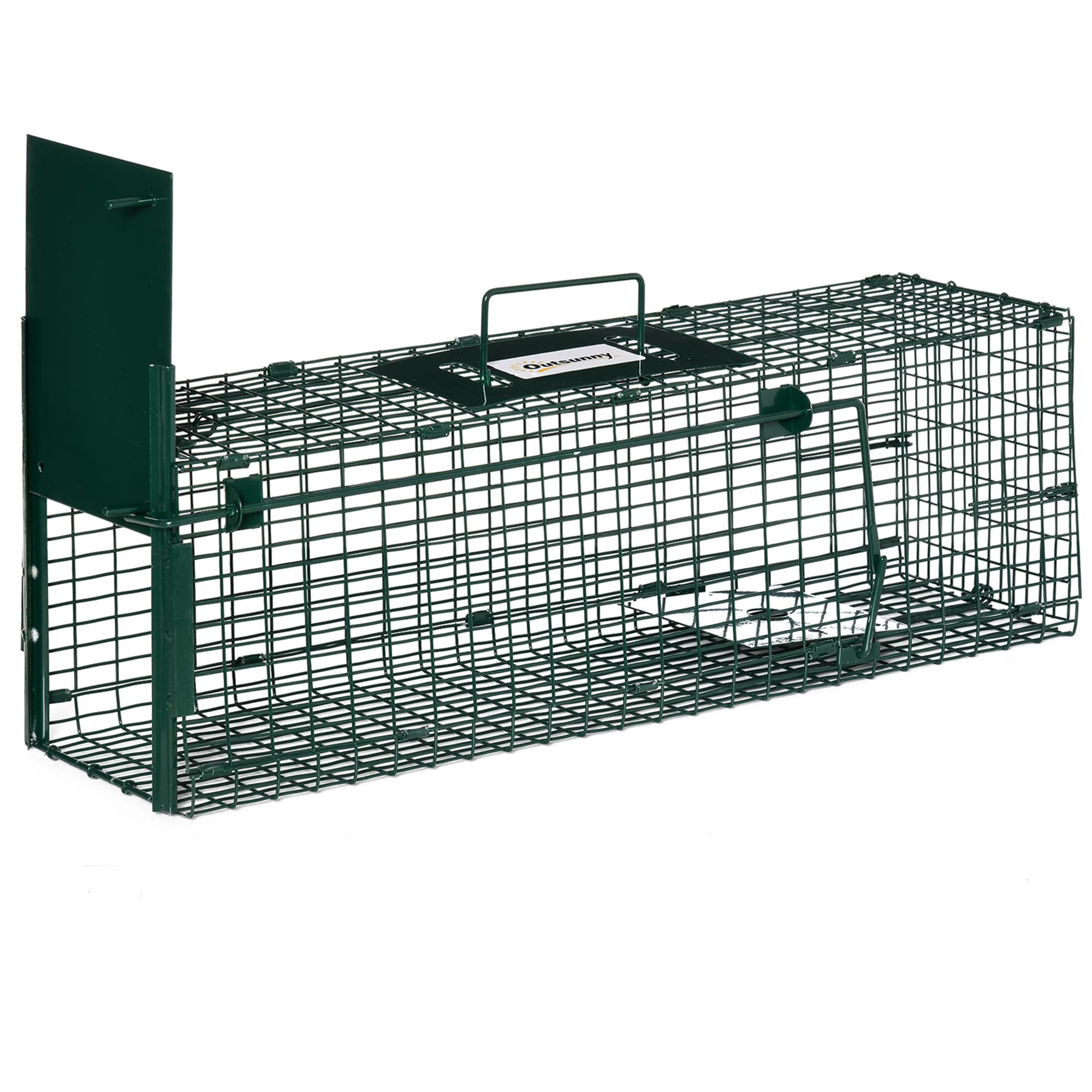 Outsunny Cage rat Piège de capture piège vivant 1 entrée pour les rats, putois, belettes, loirons et lièvres 60 x 18 x 20 cm vert foncé Aosom France