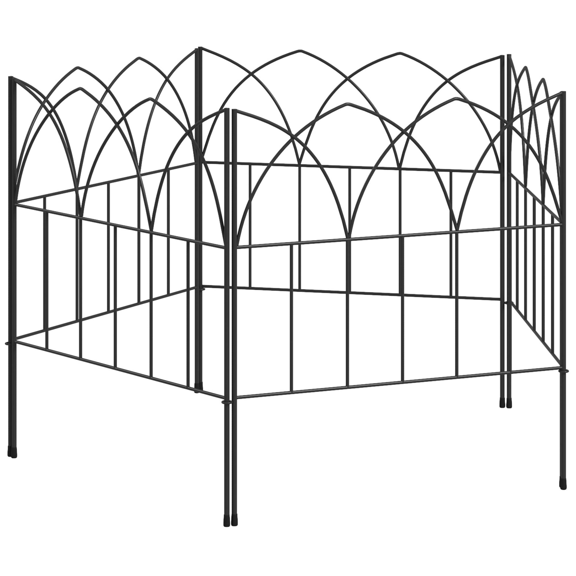 Outsunny Lot de 5 panneaux de clôture de jardin décoratives en métal, bordure de jardin, parterre de fleurs - dim. 205 x 45,5 cm