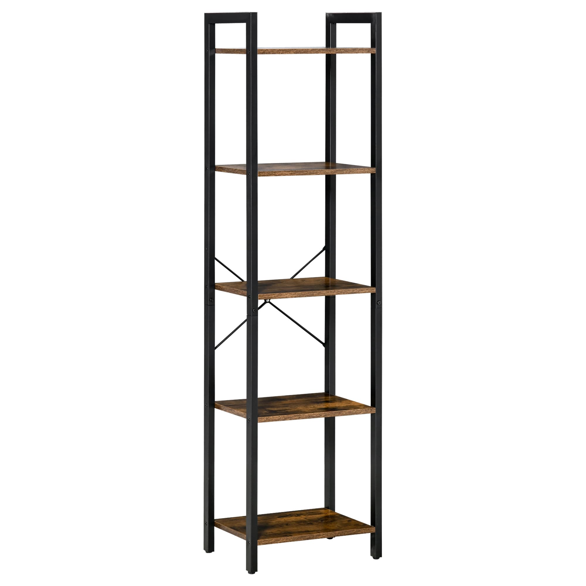 HOMCOM Étagère bibliothèque industriel 5 étagères Dim.40L x 30l x 154H cm