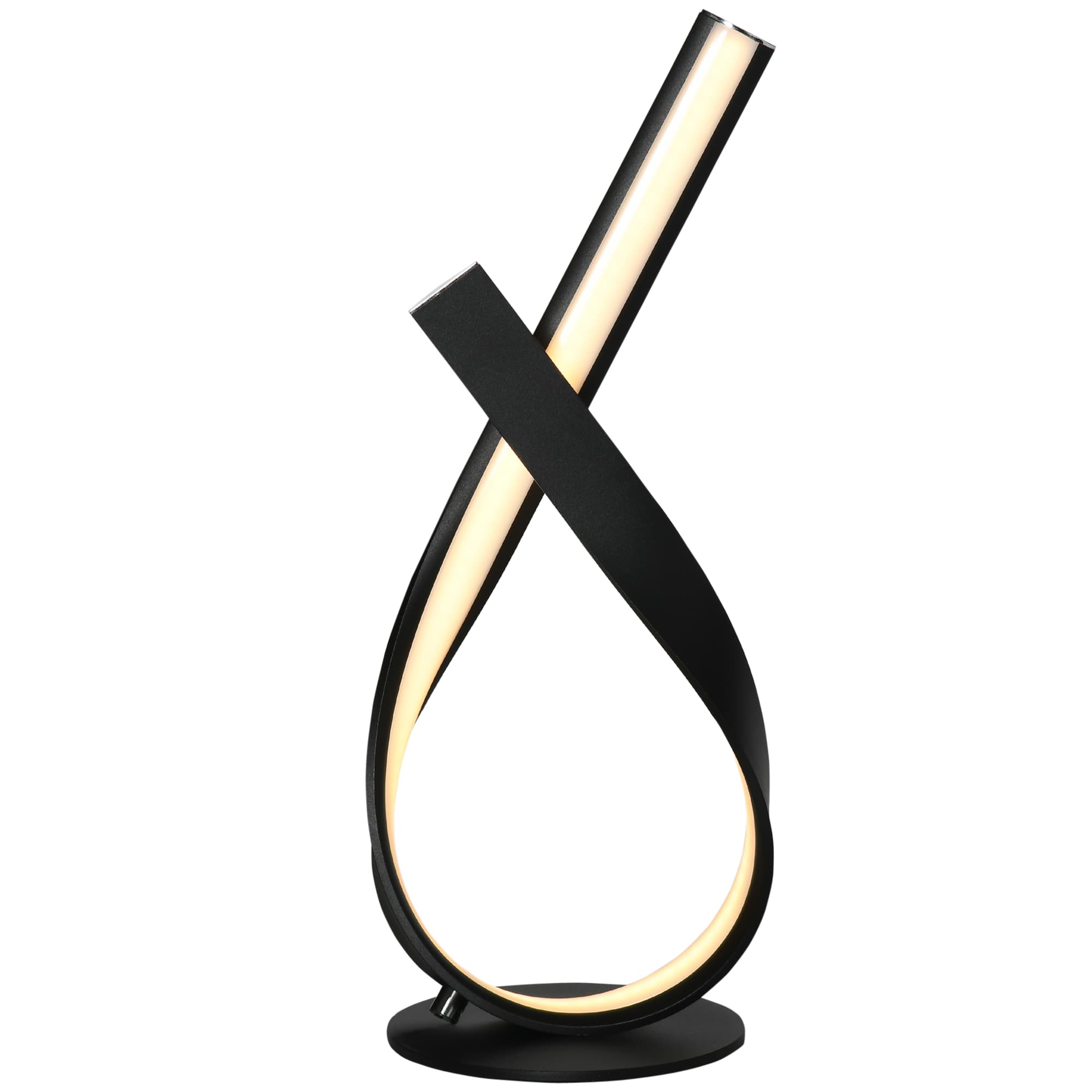 HOMCOM Lampe de table moderne lampe de chevet LED en spirale avec interrupteur rotatif cadre en aluminium 21 x 15 x 43 cm noir