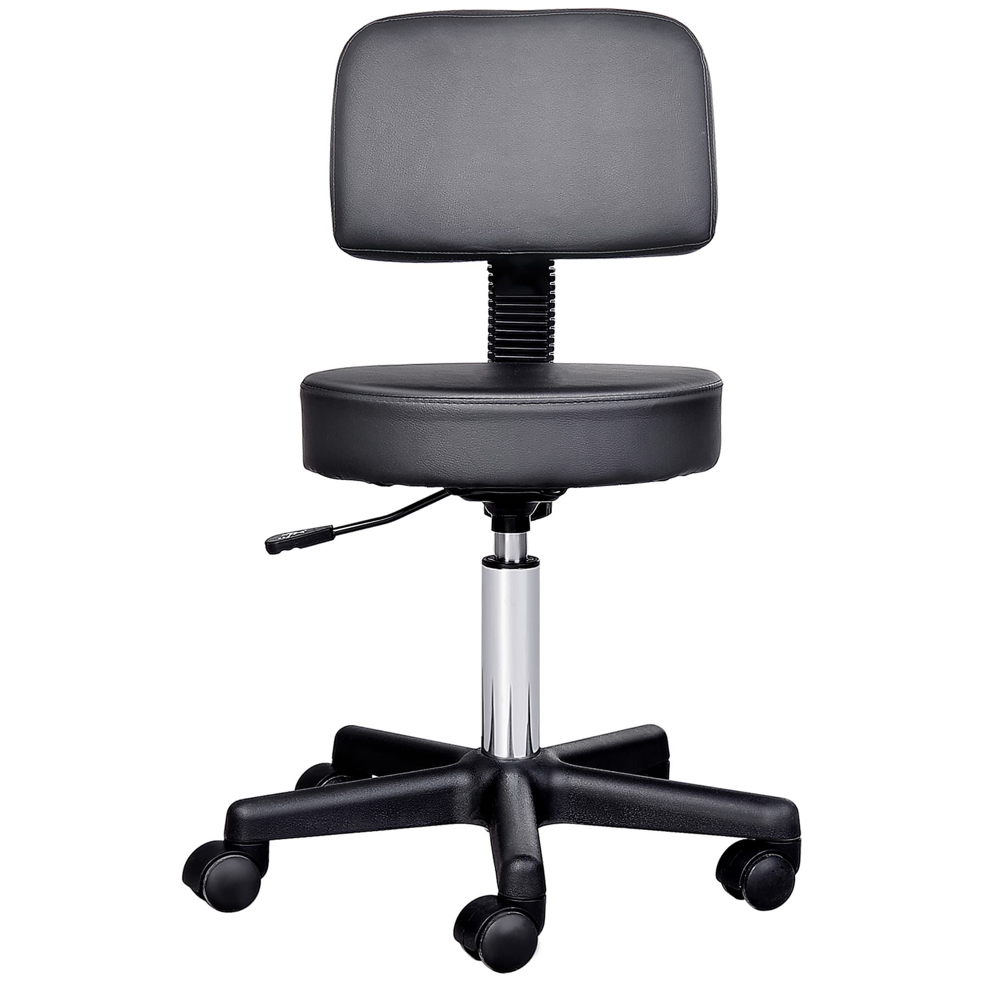 HOMCOM Tabouret à roulettes a hauteur réglable et pivotant avec dossier ergonomique Aosom France