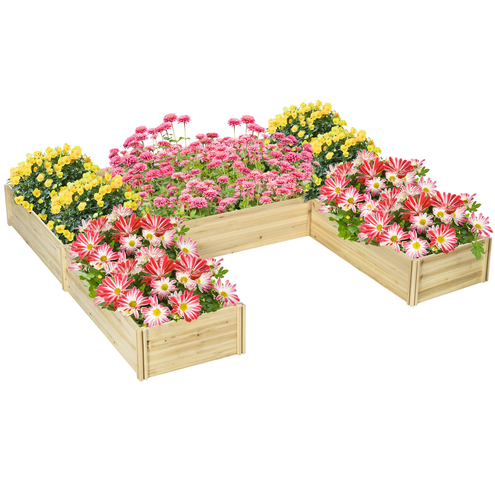 Outsunny Jardinière de jardin lot de 5 potager de jardin transformable bac à fleurs d'extérieur en bois de sapin pré-huilé Aosom France
