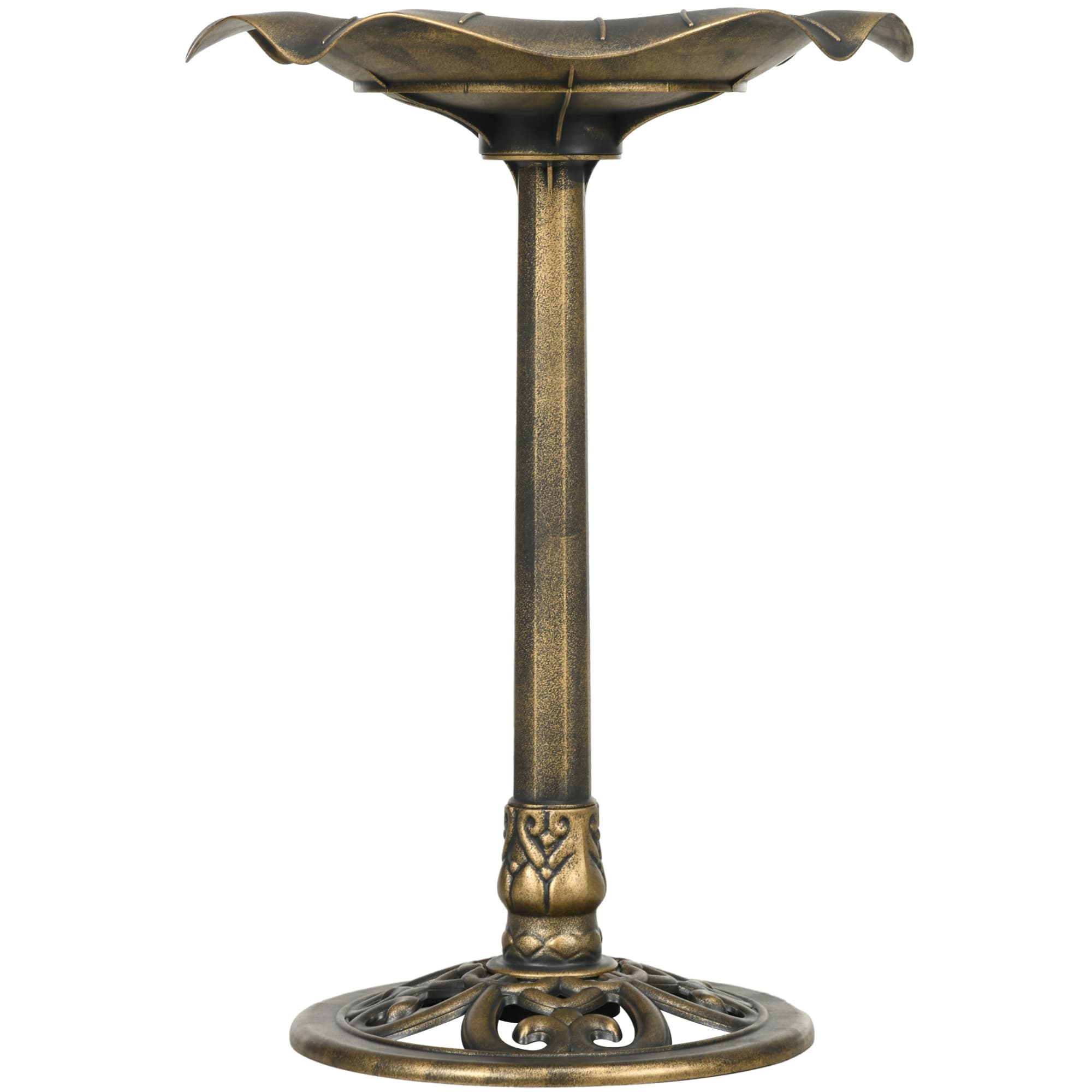 Outsunny Bain d'oiseaux Abreuvoir, mangeoire pour Oiseaux bassin forme feuille de lotus, dim. Ø 50 x 71H cm polypropylène Bronze