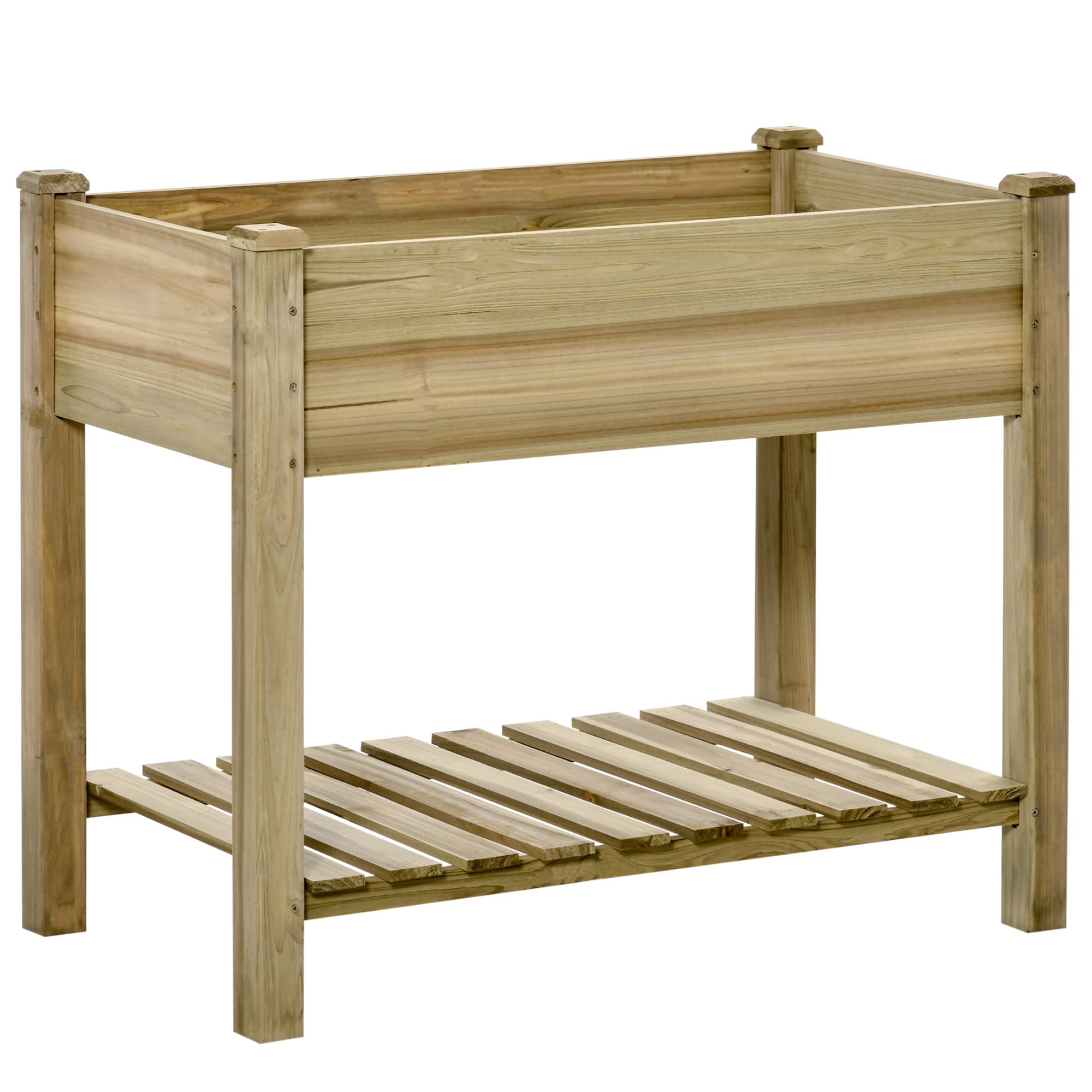 Outsunny Jardinière sur pieds carré potager surélevé étagère de rangement extérieur de jardin bois massif 91 x 51 x 76 cm-AOSOM.fr