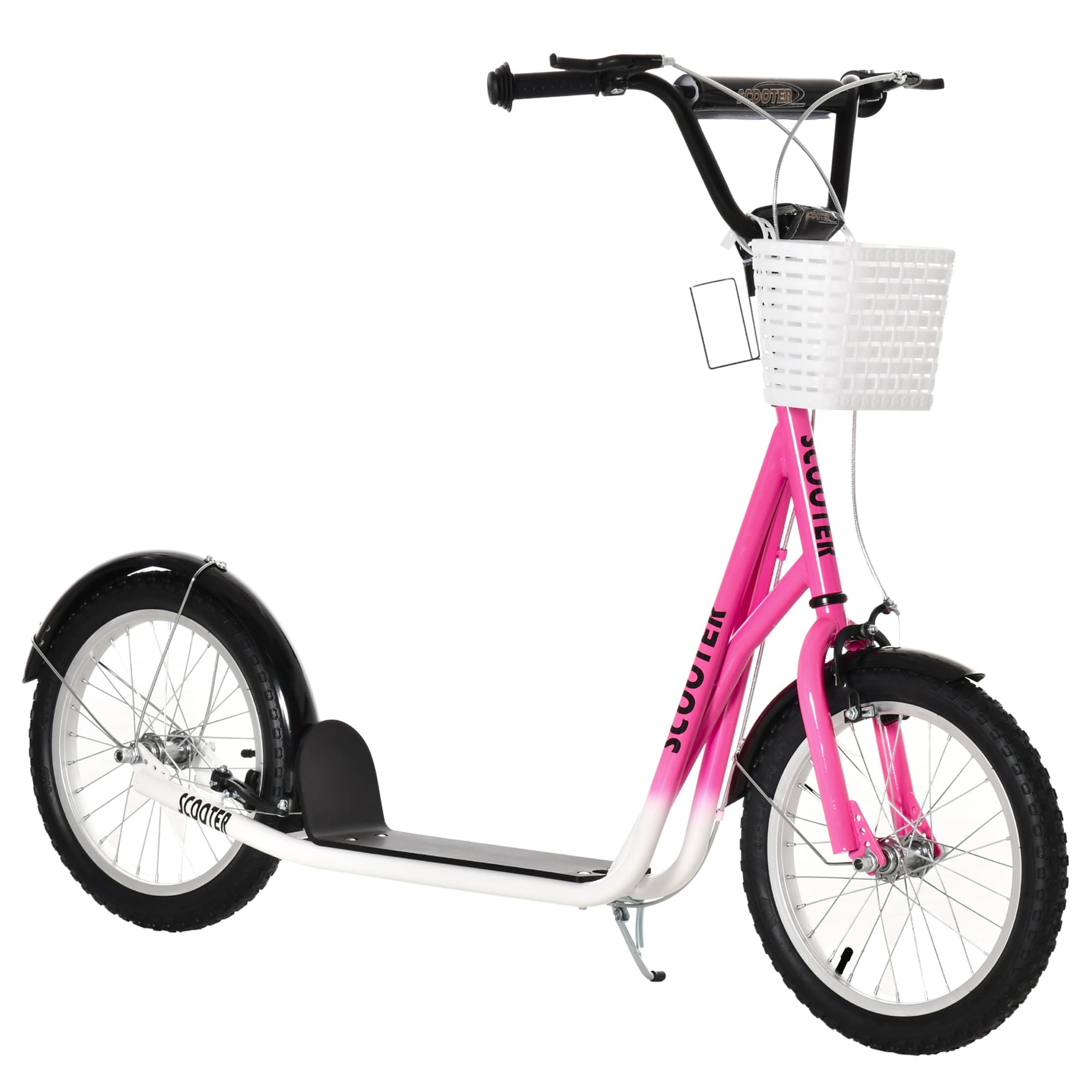 HOMCOM Trottinette patinette enfant grandes roues châssis métal freins Dim. 139L x 58l x 90-96H cm