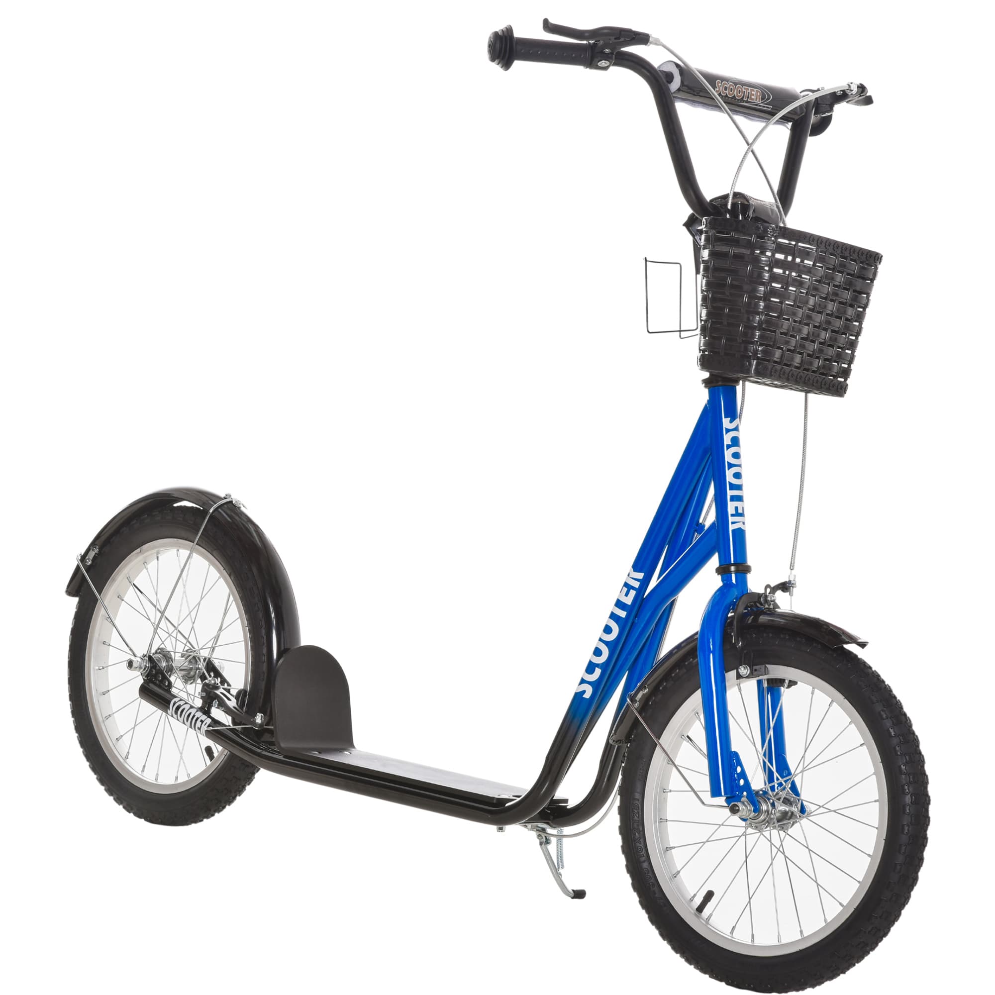 HOMCOM Trottinette patinette enfant grandes roues châssis métal freins Dim.139L x 58l x 90-96H cm
