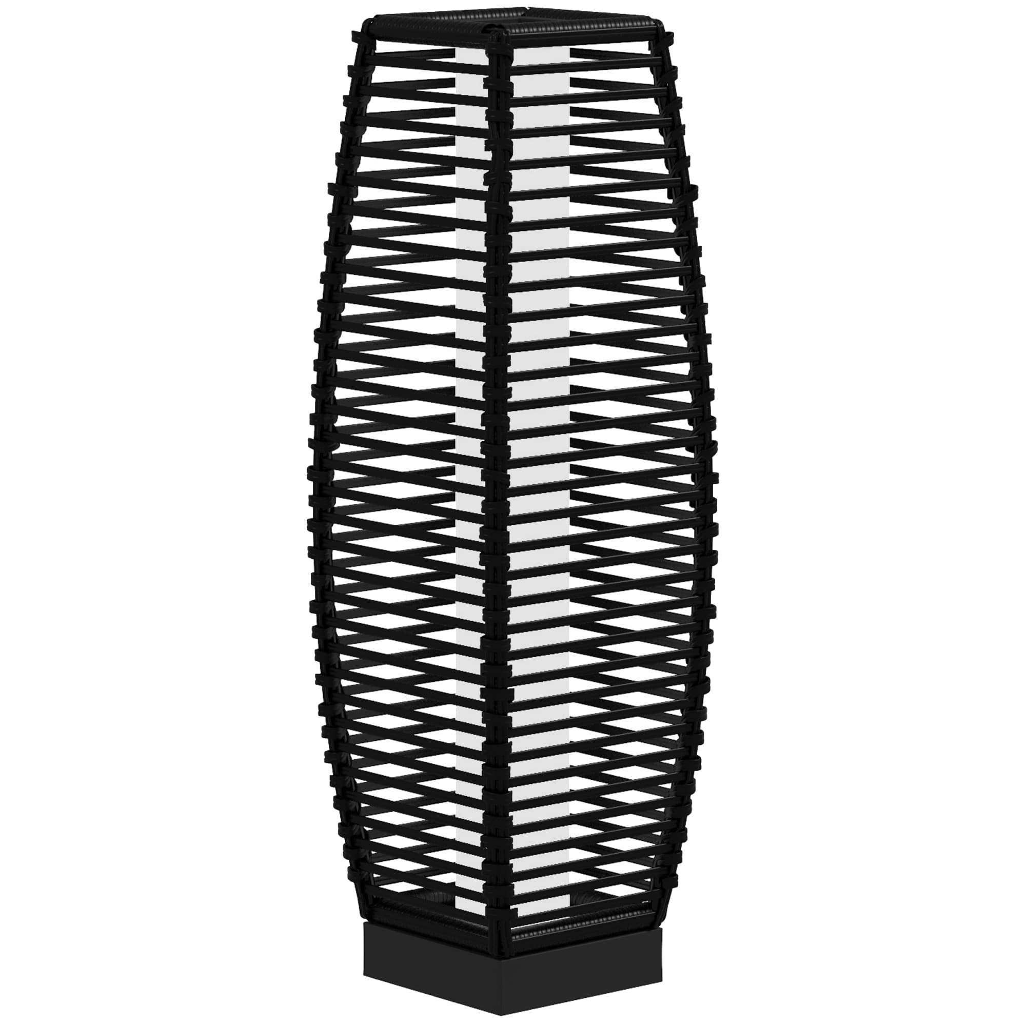 Outsunny Lampadaire d'extérieur solaire en résine tressée luminaire LED de jardin en acier marche/arrêt automatique