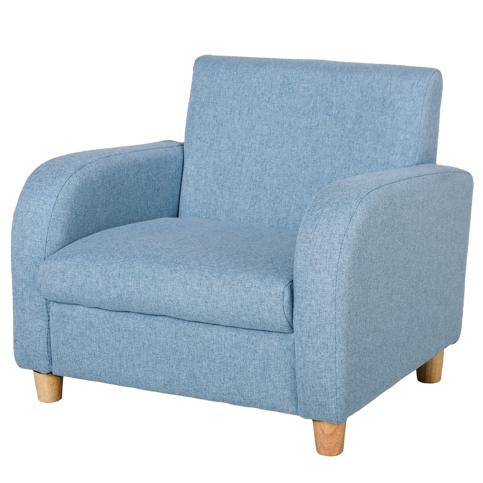 HOMCOM Fauteuil pour enfants rembourrage mousse revêtement en lin cadre en bois pour salle de salle d'étude et jeux chambre 49 x 45 x 44 cm bleu