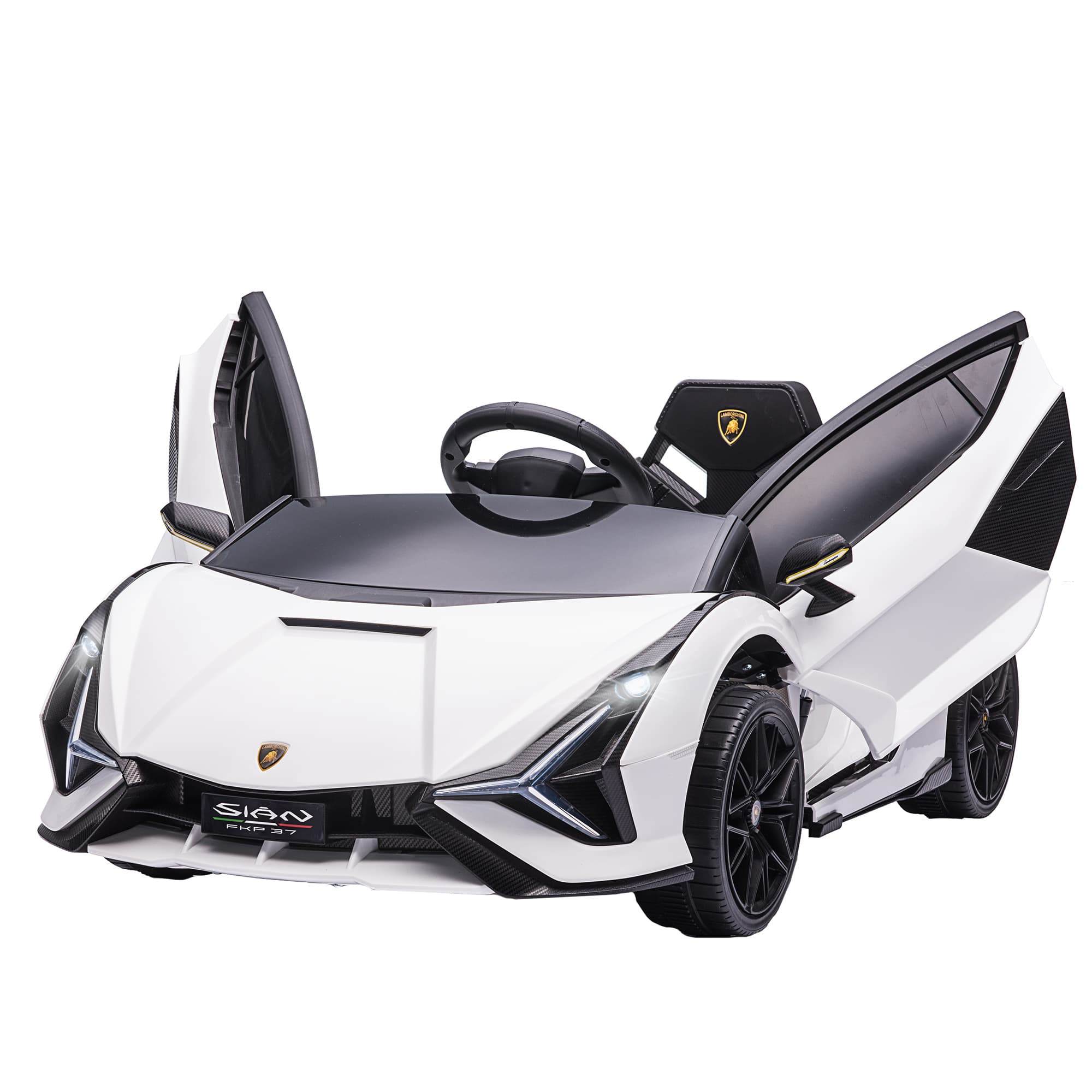 HOMCOM Voiture électrique Enfants 4 larges roues texturées Conçue pour les enfants de 3 à 5 ans en PP 108L x 62l x 40H cm blanc