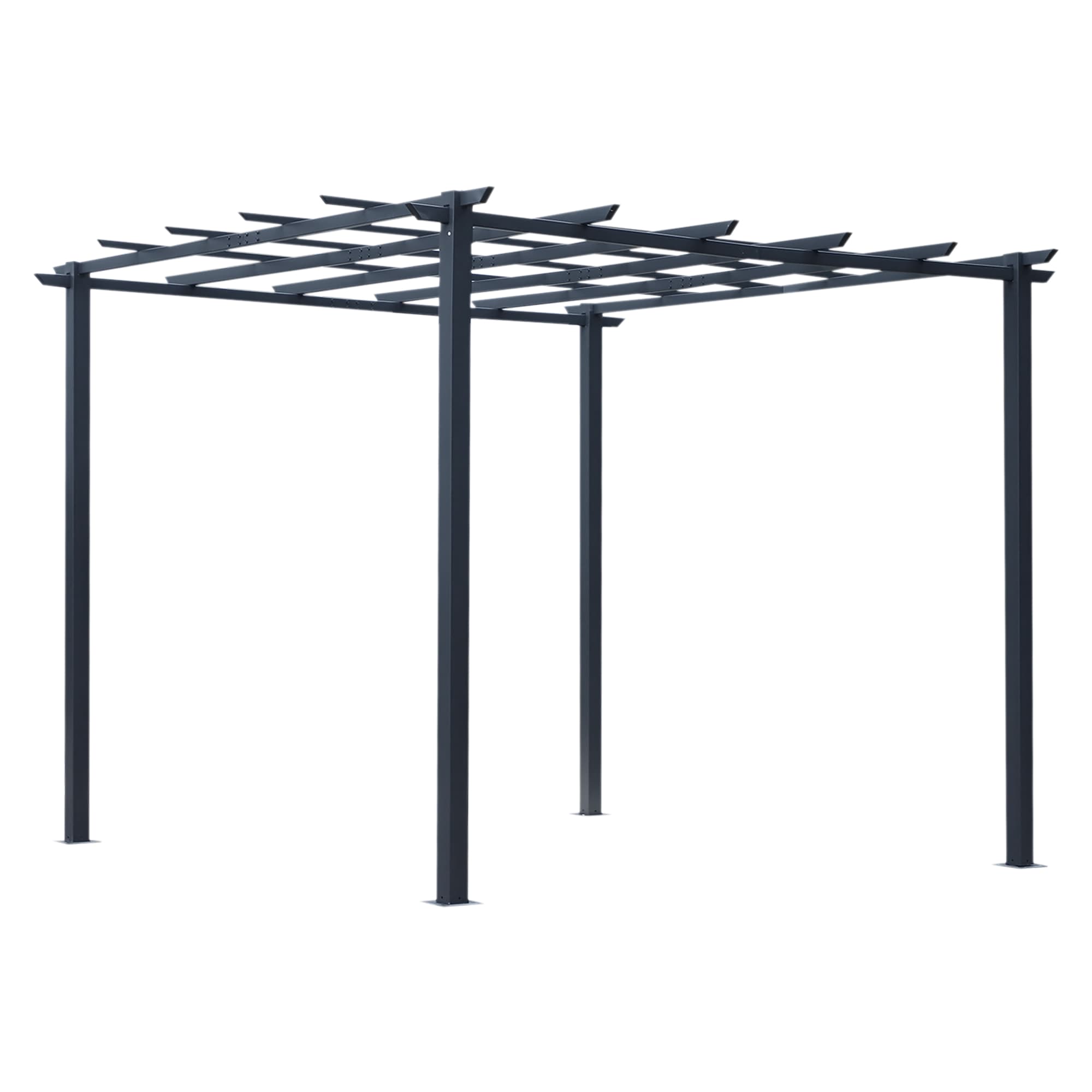 Outsunny Pergola extétieur 3L x 3l x 2,3H m structure métal époxy anticorrosion noirnull