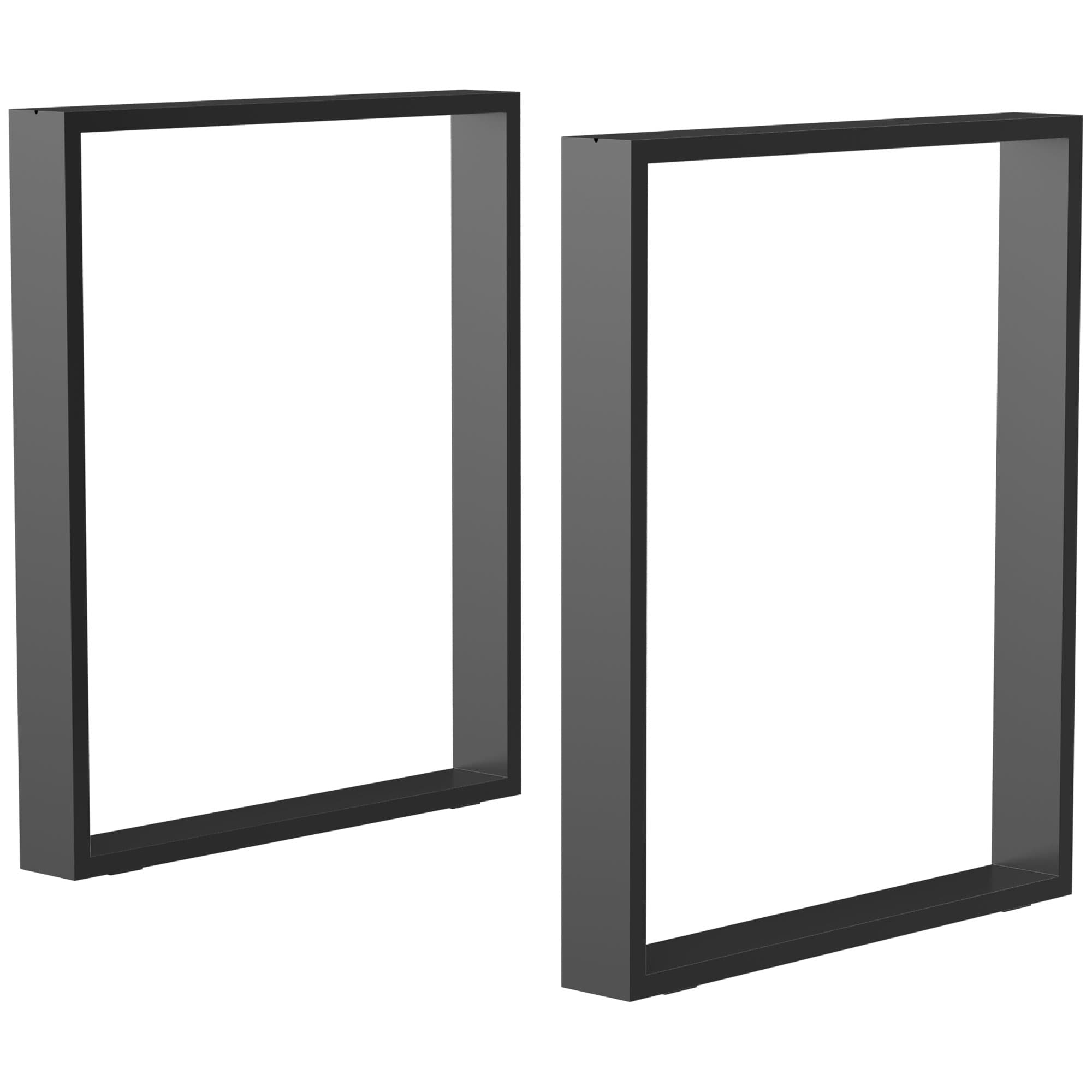 HOMCOM Lot de 2 pieds rectangulaires en acier noir pour table - hauteur 72 cm - design contemporain
