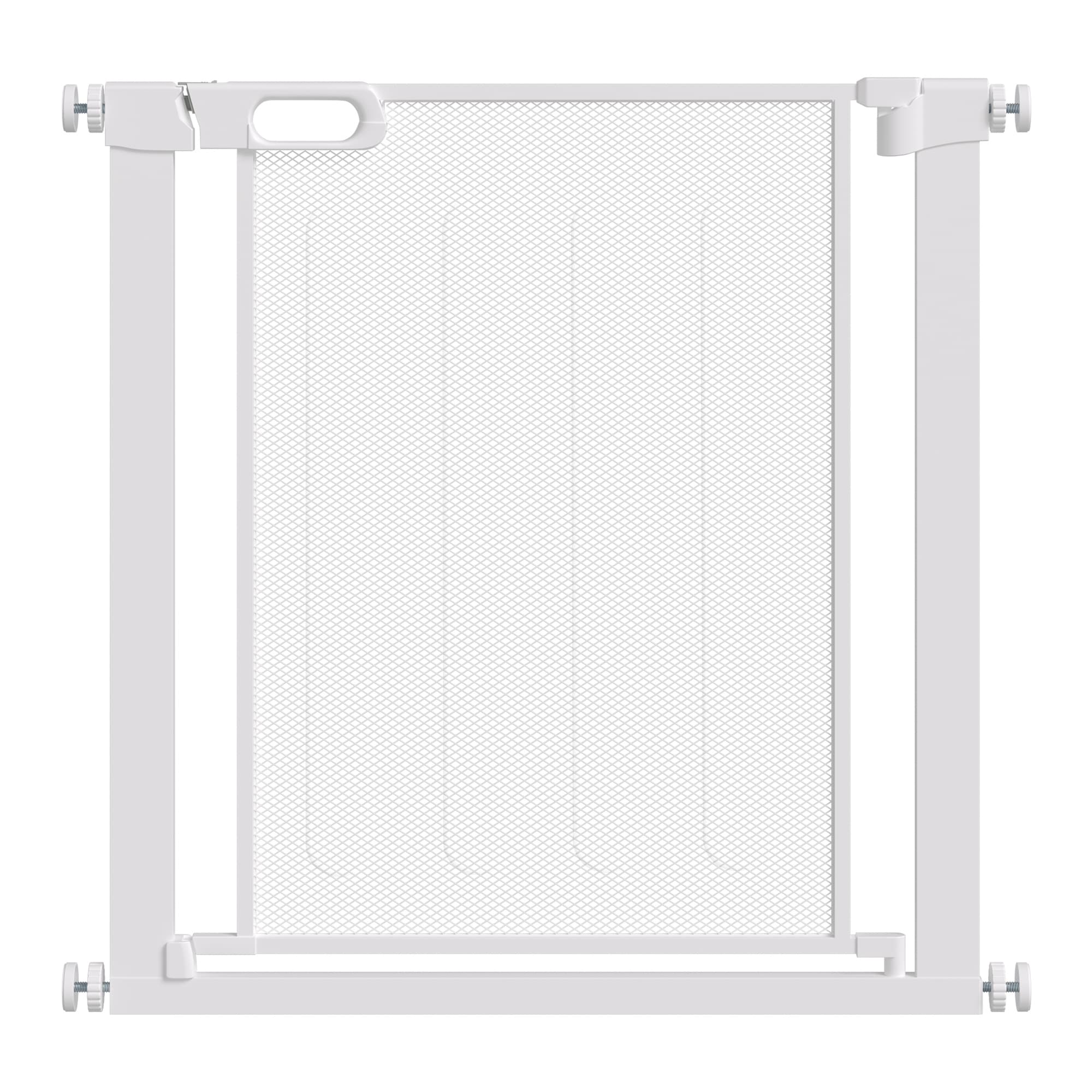 PawHut Barrière de sécurité pour animaux domestique barriere escalier avec fermeture automatique double verrouillage largeur 75-82 cm blanc