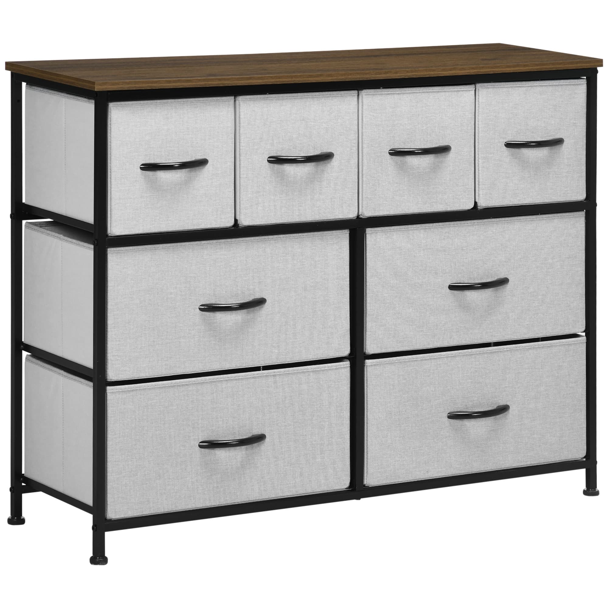 HOMCOM Commode 8 tiroirs meuble de rangement tiroir en tissu pliant - structure acier noir - 100 x 30 x 78 cm