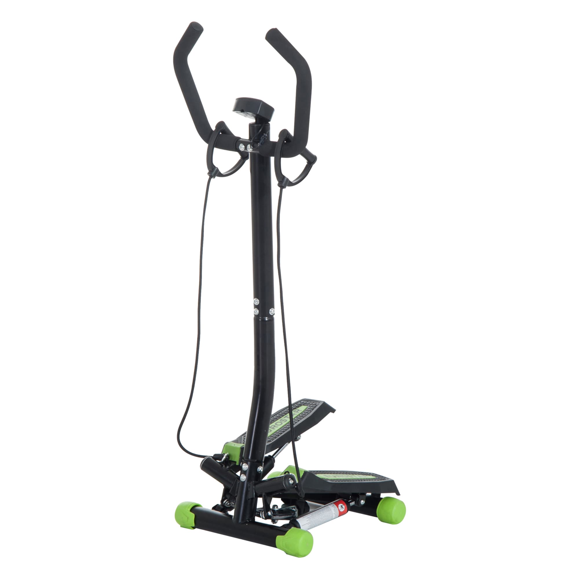 HOMCOM Mini stepper avec guidon, extenseurs, compteur électronique et tapis antidérapant noir et vert