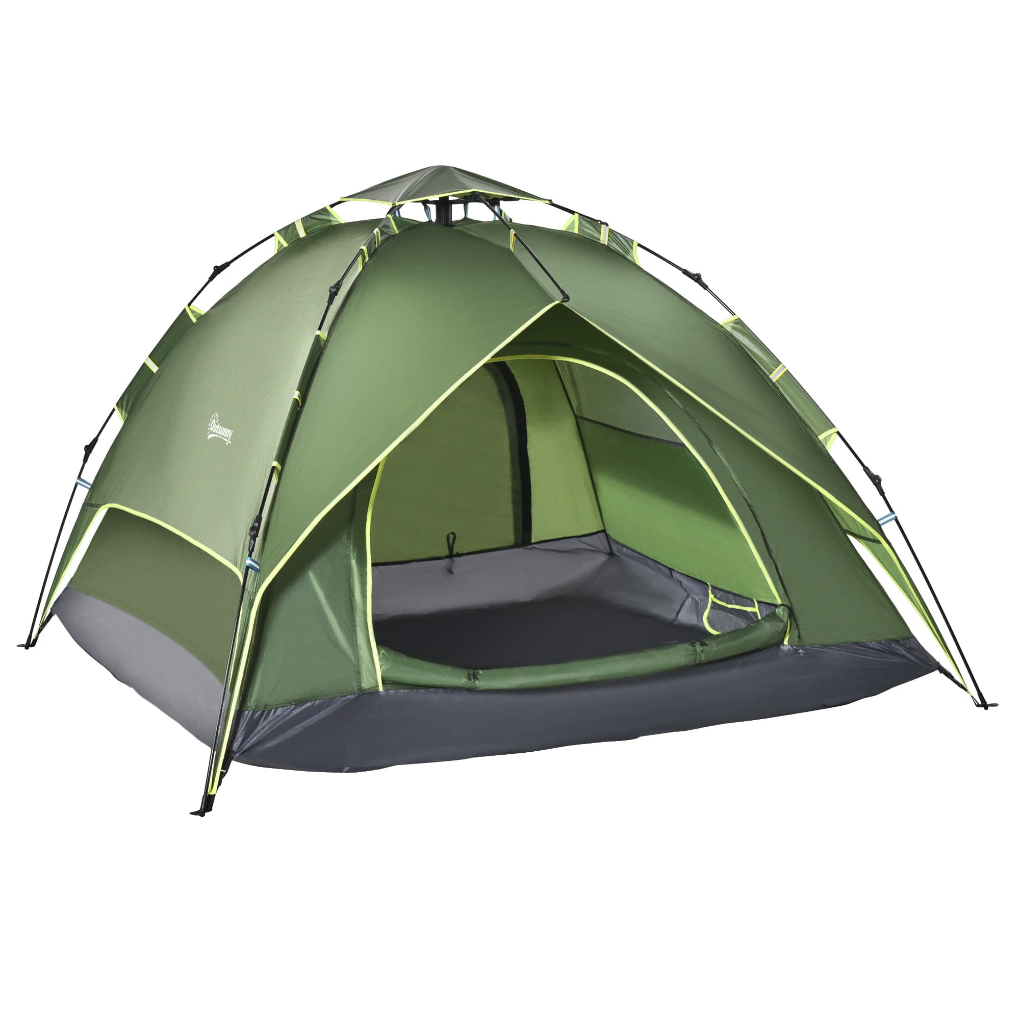 Outsunny Tente de camping tente pop up légère 2-3 pers. 2 grandes portes 210 x 210 x 140 cm fibre verre polyester Aosom France