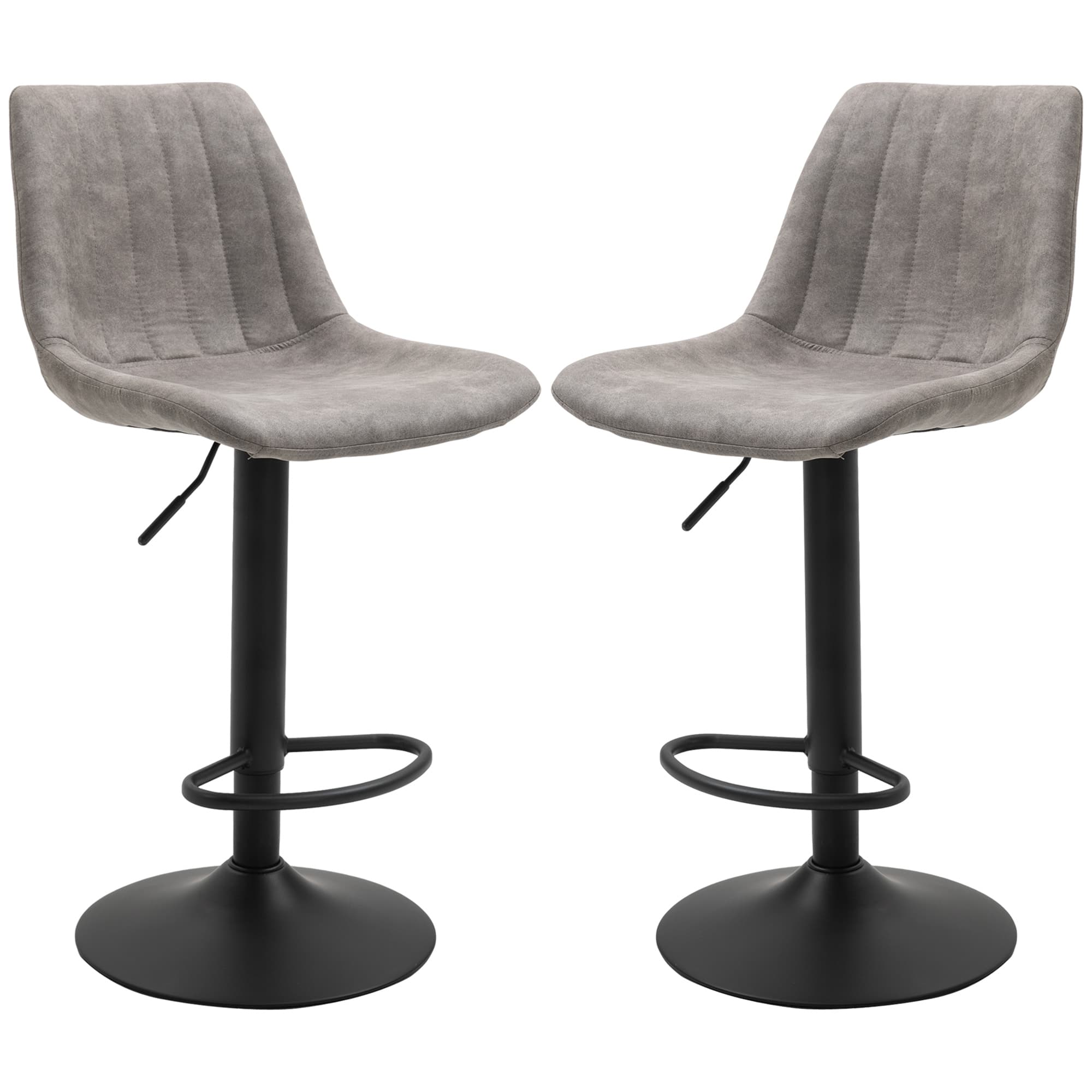 HOMCOM Lot de 2 Chaise haute bar Chaise de bar confortable Tabourets de bar vintage hauteur réglable pivotant avec repose-pied gris Aosom France
