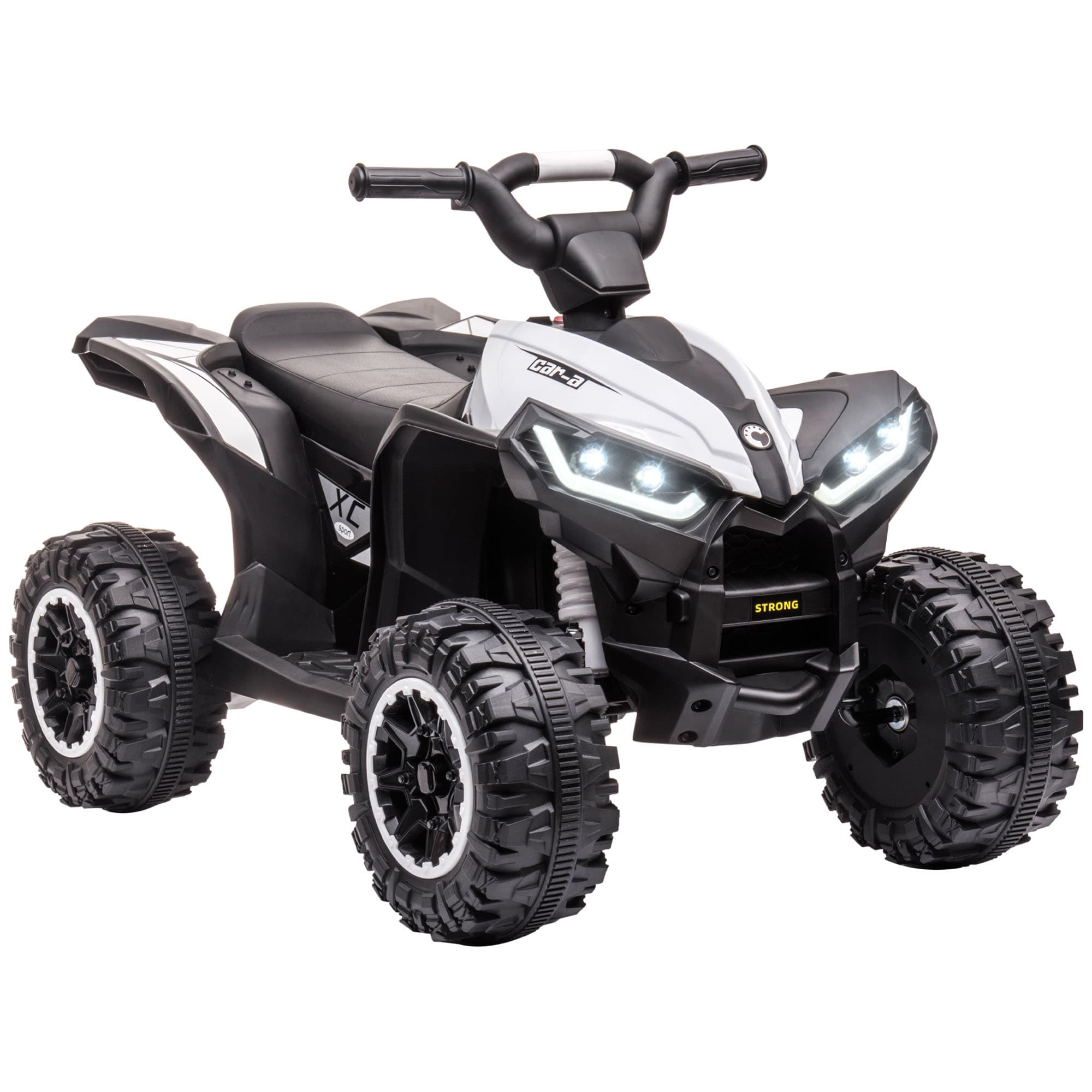 HOMCOM Quad buggy électrique enfant 12 V 3 Km/h max. effets lumineux selle pour enfant 3-5 ans métal PP noir blanc