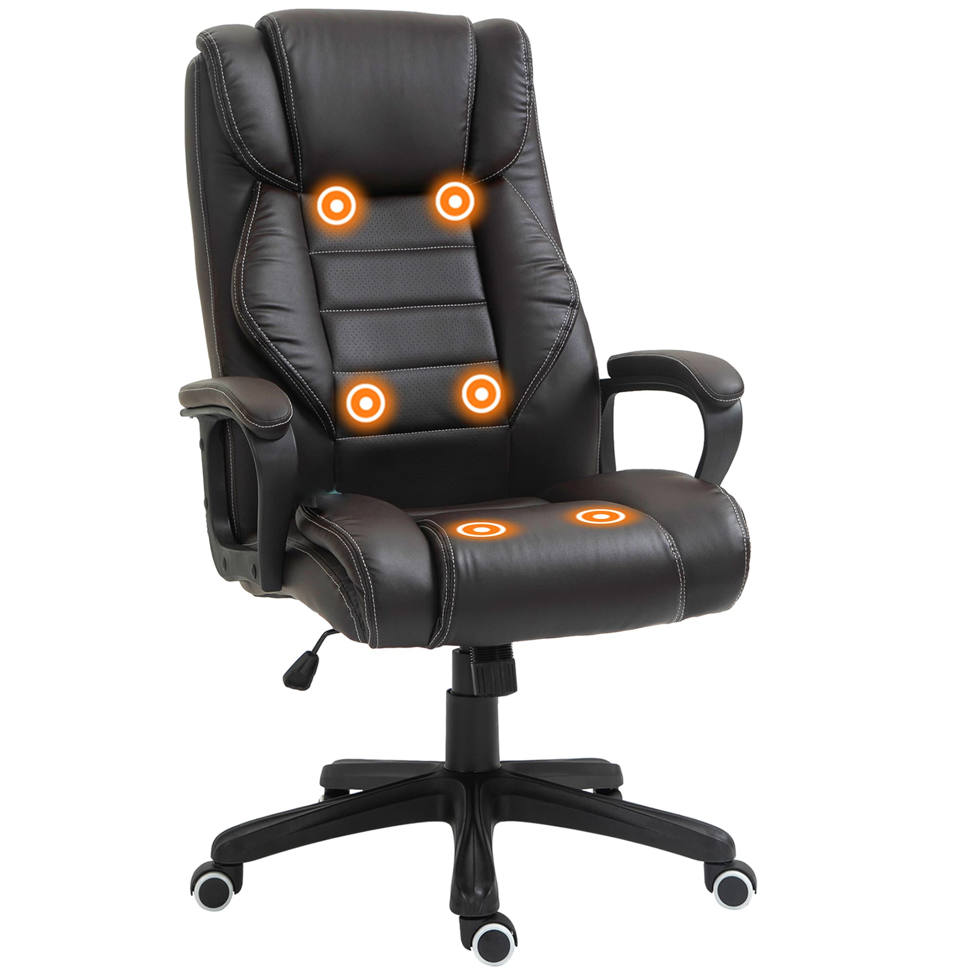 Vinsetto Fauteuil de bureau direction massant grand confort hauteur réglable fonction dossier à bascule revêtement synthétique brun