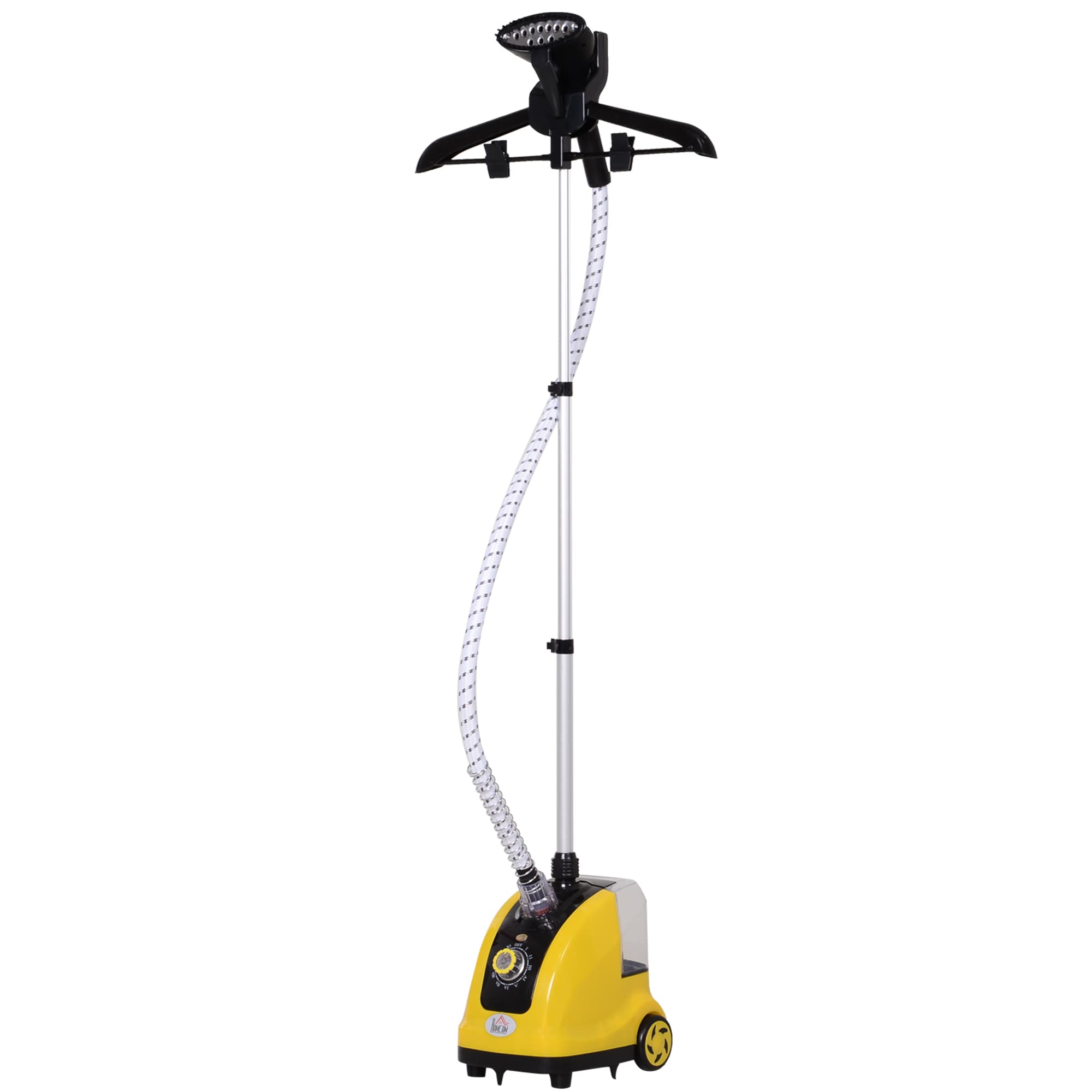 Homcom Défroisseur Vapeur Vertical Défroisseur à Vêtements 1,4 L 1800 W Débit Vapeur 30g/min Tige Télescopique Jaune Noir