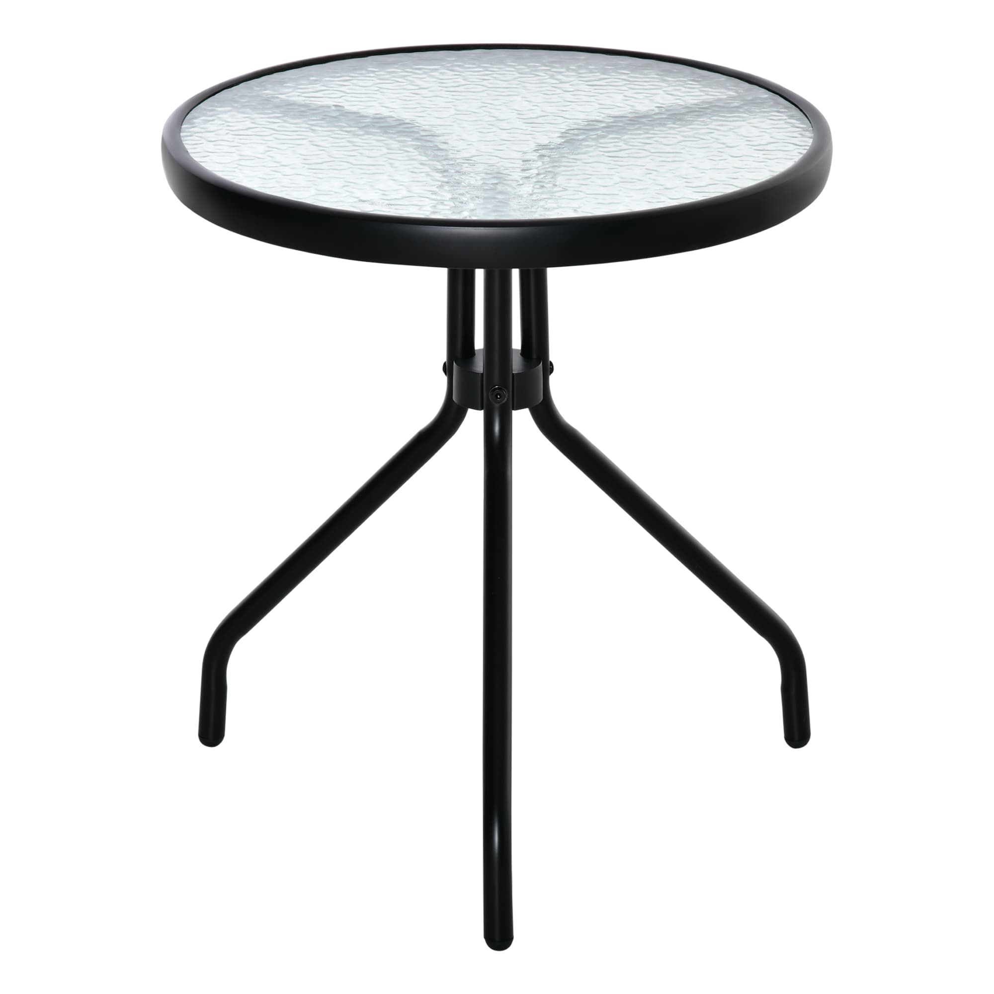 Outsunny Table bistro de jardin table basse ronde avec plateau verre trempé métal époxy Ø 50 x 55H cm noir