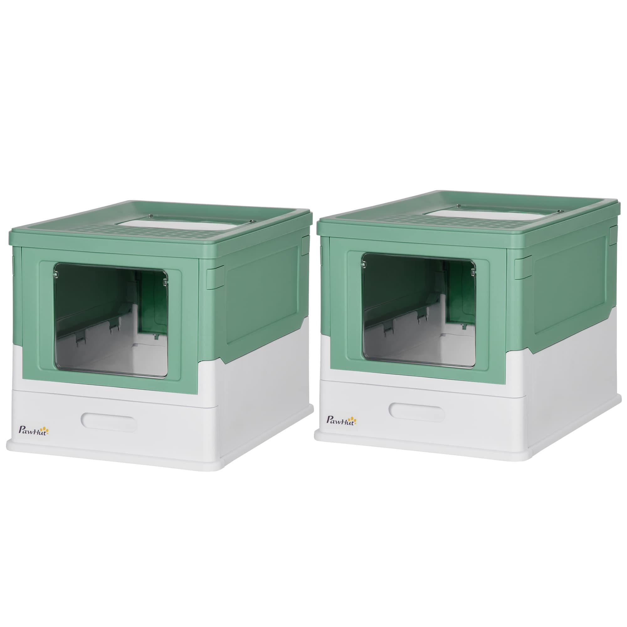 PawHut Lot de 2 maisons de toilette pour chat pliable double porte battante et supérieure pelle fourni 47,5 x 35,5 x 36,7 cm