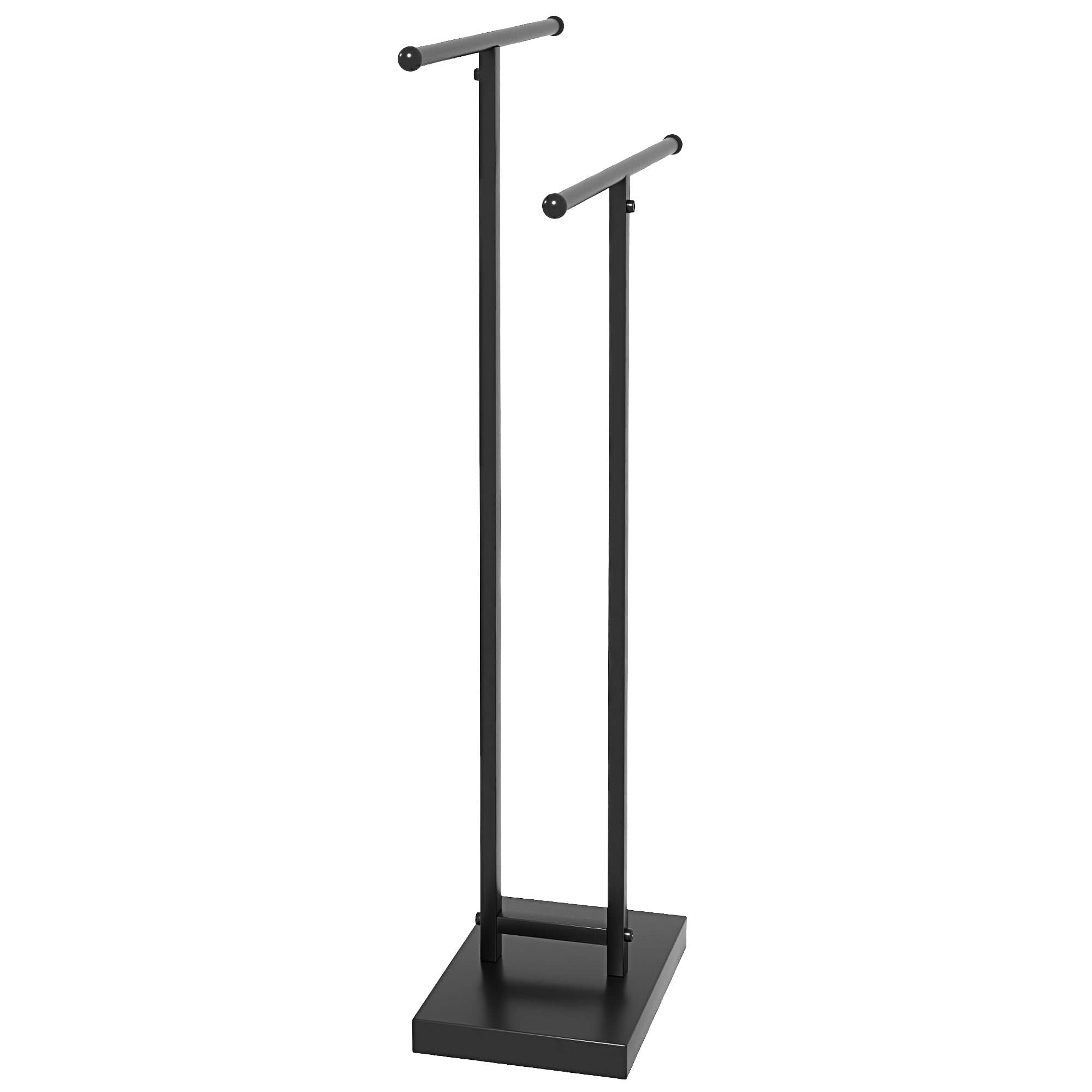 HOMCOM Porte-serviettes sur pied autoportant 2 niveaux en métal pour la salle de bain, dim. 50l x 18,5P x 85H cm, noir