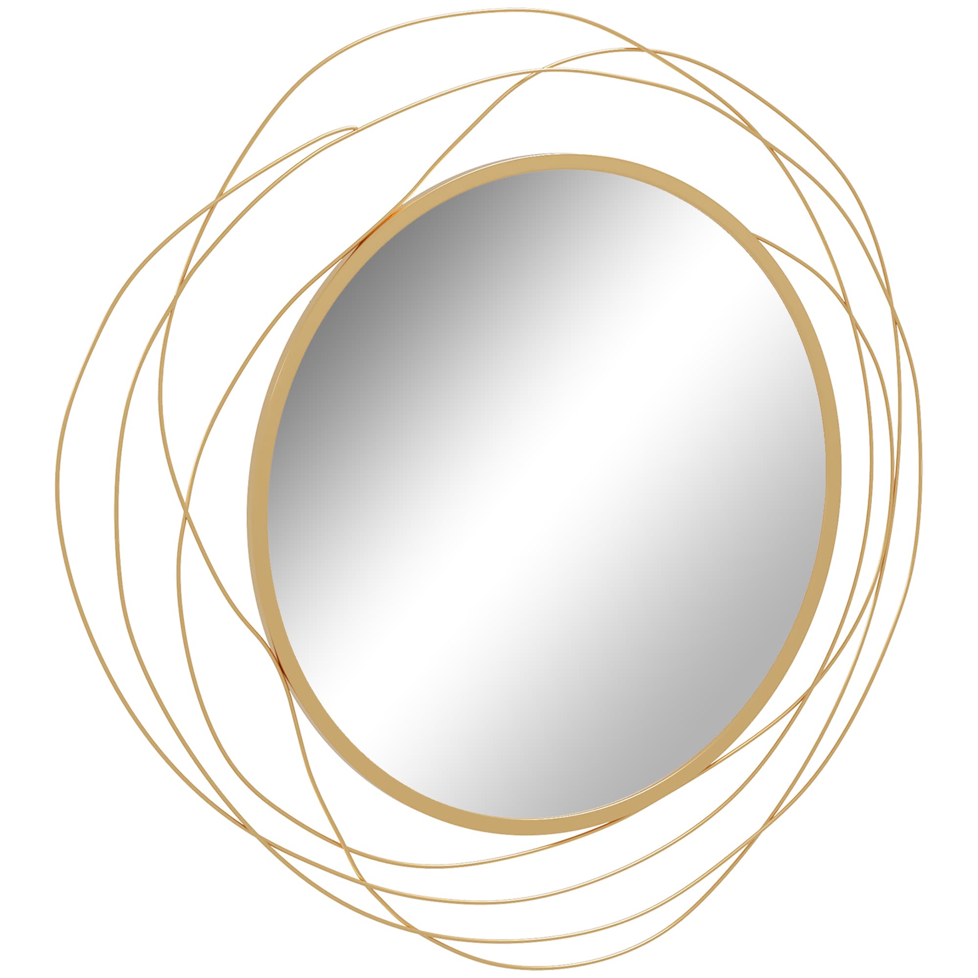 HOMCOM Miroir rond en métal filaire doré, décoration style moderne, diamètre Φ65 cm