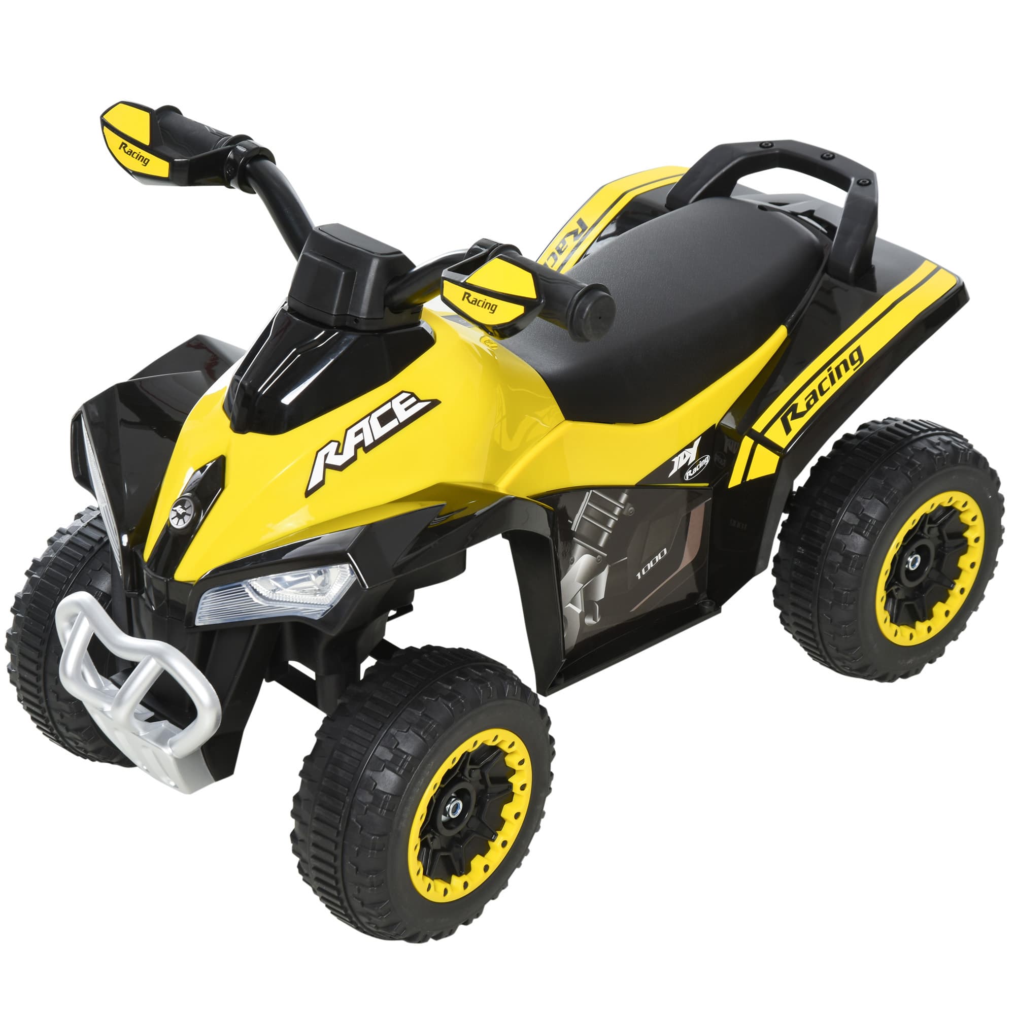 HOMCOM Porteur Enfants Quad 12 à 36 Mois Effets Lumineux et Sonores 67 5 x 38 x 44 cm Jaune