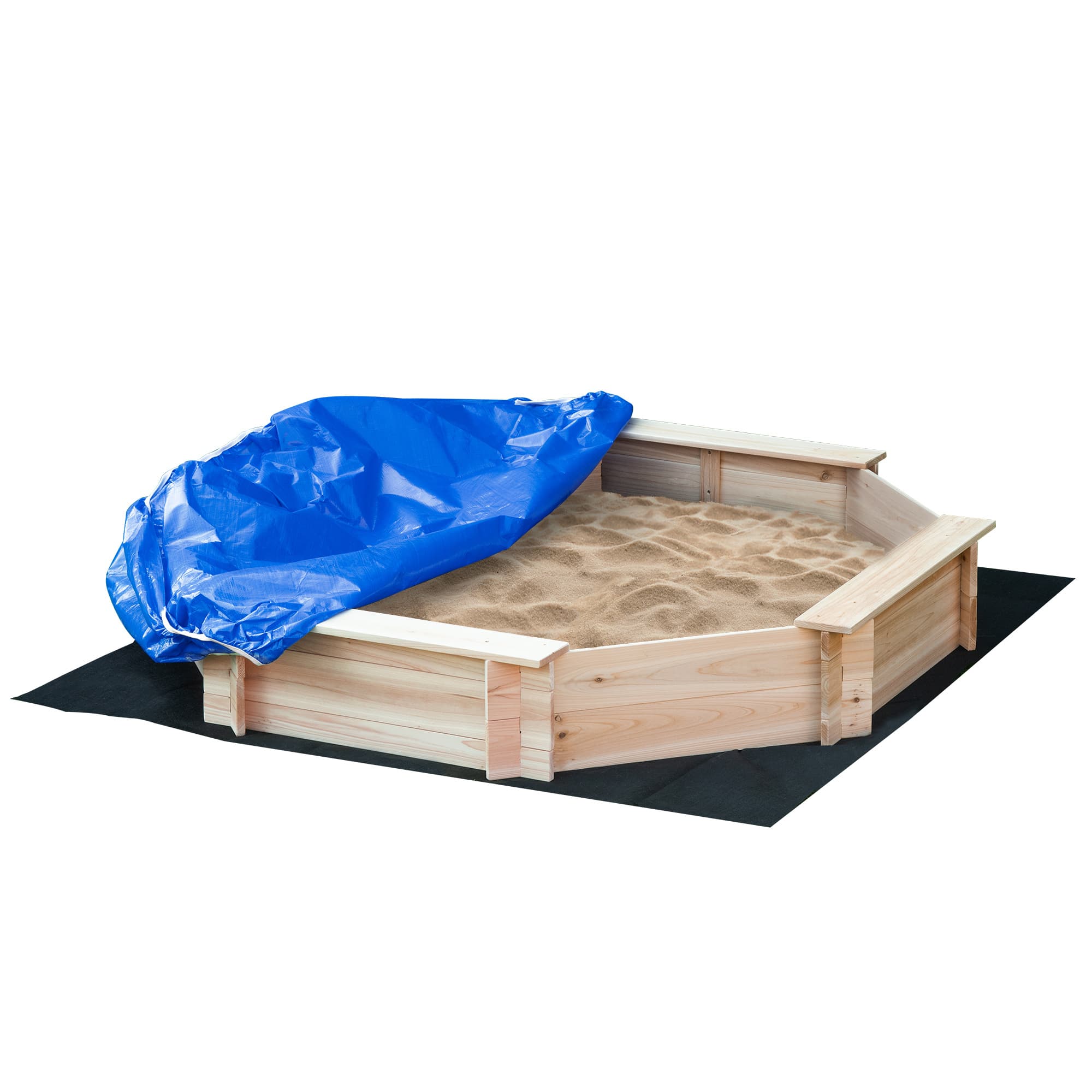 Outsunny Espace de Jeux Extérieur Octogonal en Bois avec Bancs et Bâche Protectrice Aosom France