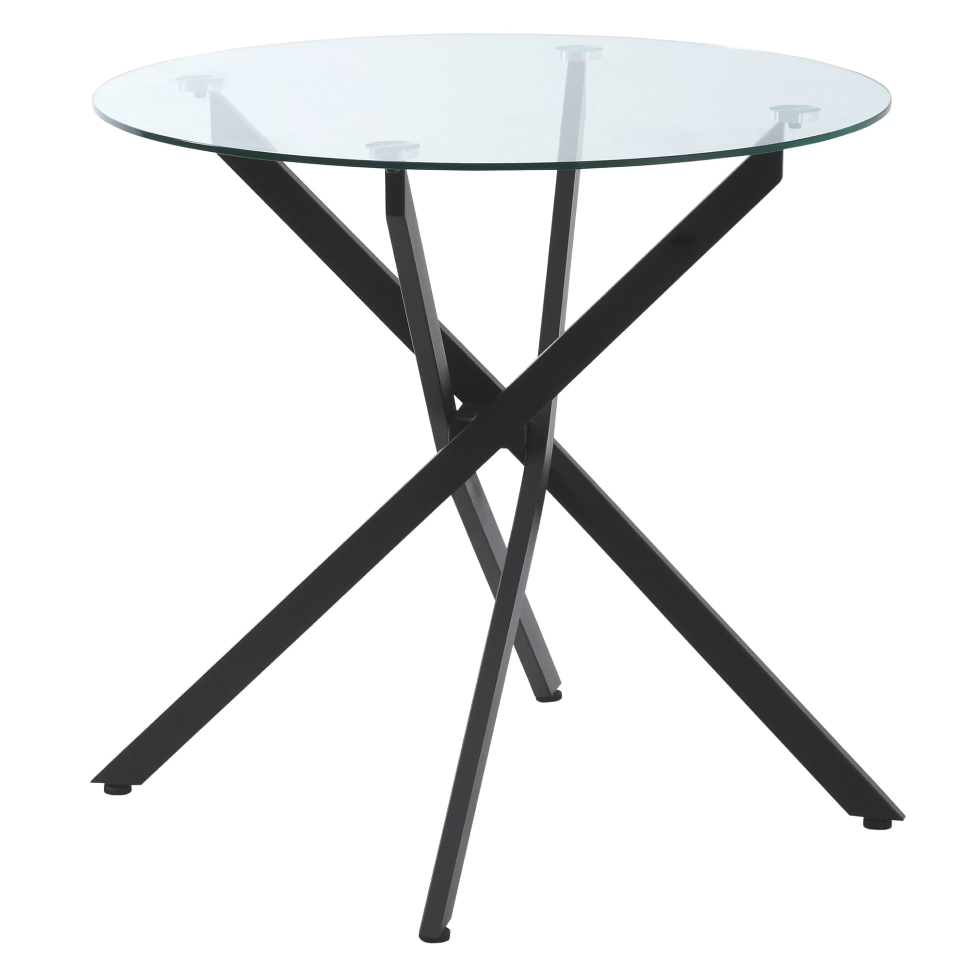 HOMCOM Table d'appoint style contemporain table basse ronde table à manger plateau verre trempé pieds croisés métal