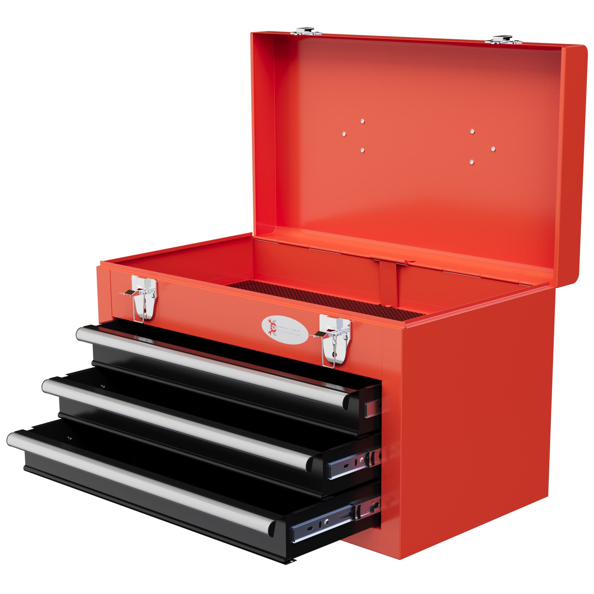 DURHAND Boîte Outils Acier 3 Tiroirs Coulissants Plateau Verrouillable Poignée Rouge Aosom France