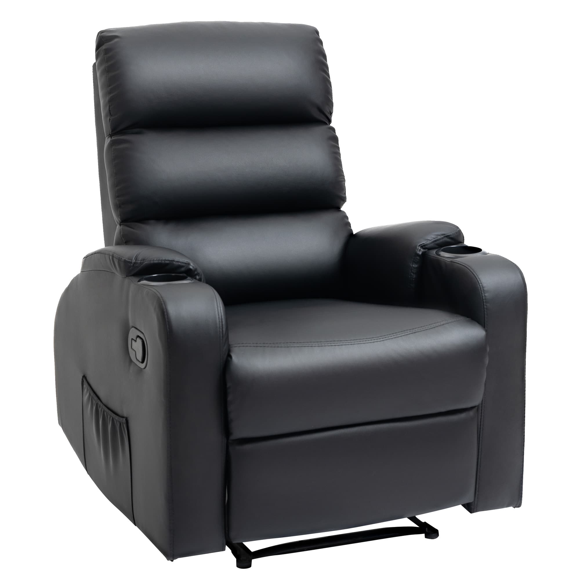 HOMCOM Fauteuil relax inclinable revêtement synthétique noir style contemporain 79L x 89l x 100H cm noir