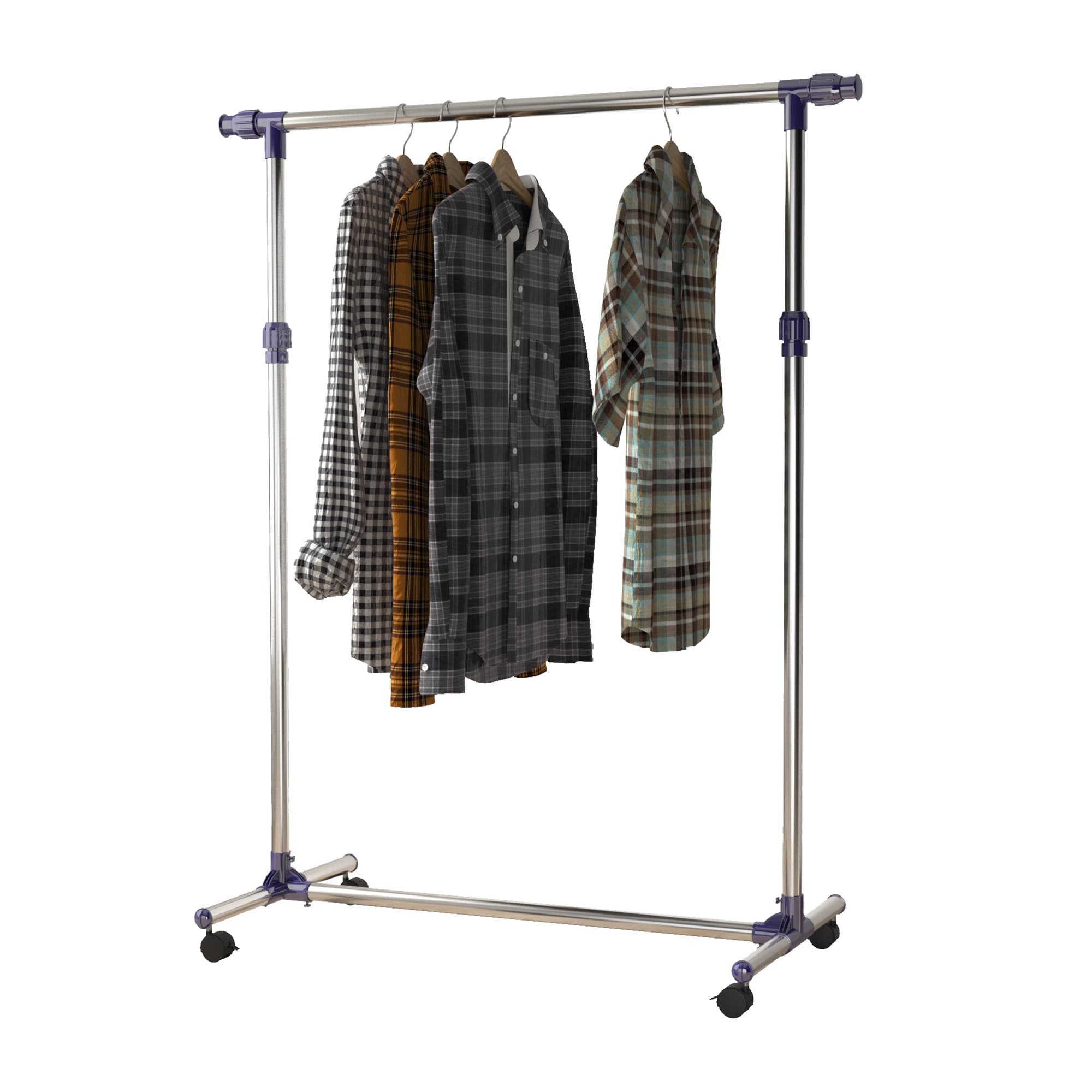 HOMCOM Portant Vêtements Tringle Réglable sur Roulettes Acier Inox 25 kg Aosom France