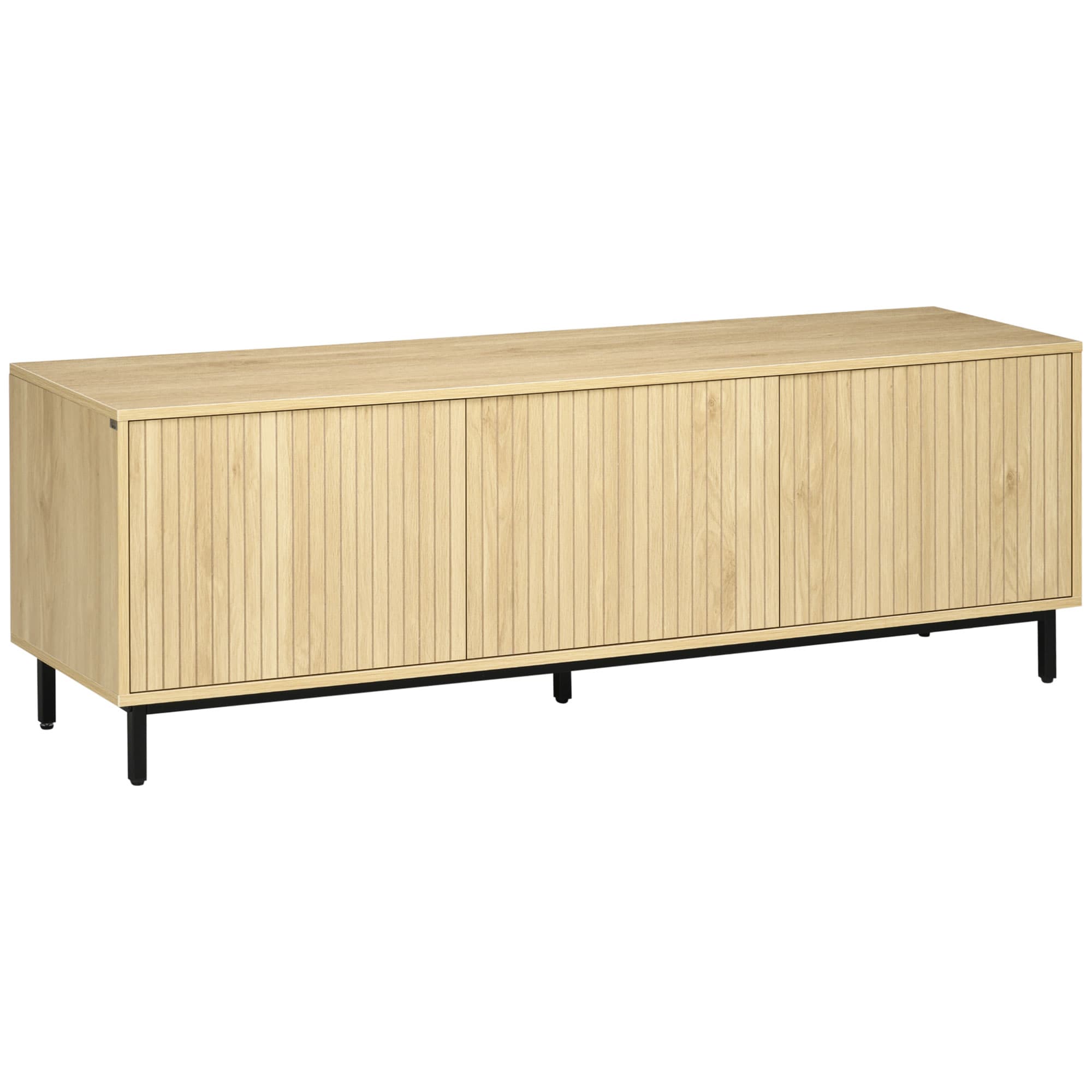 HOMCOM Meuble banc TV Banc Meuble télé Max. 65 Pouces 3 placards 2 passe-câbles avec étagères réglables - dim. 150L x 40D x 51H cm