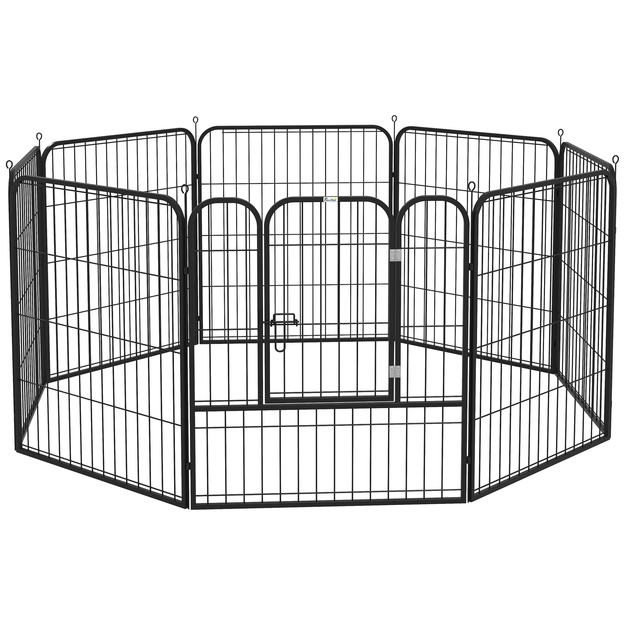 PawHut Enclos Modulable Acier Époxy avec Porte Verrouillable pour Petits Animaux 79x79cm Noir Aosom France