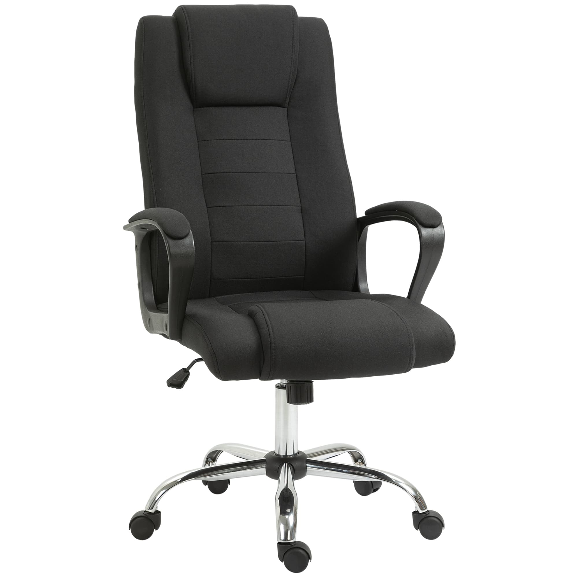 HOMCOM Chaise de bureau ergonomique Fauteuil à roulettes pivotant Chaise de bureau noir hauteur réglable lin 62x62x110-119 cm Aosom France