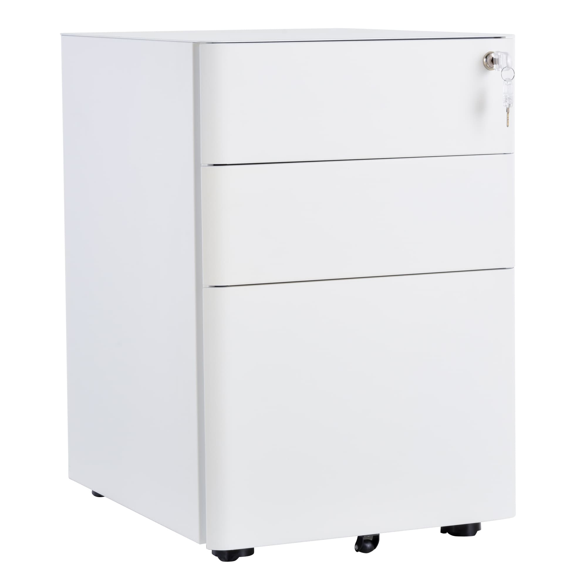 HOMCOM Caisson de bureau rangement bureau sur roulettes 3 tiroirs coulissants verrouillables trieur à dossiers acier