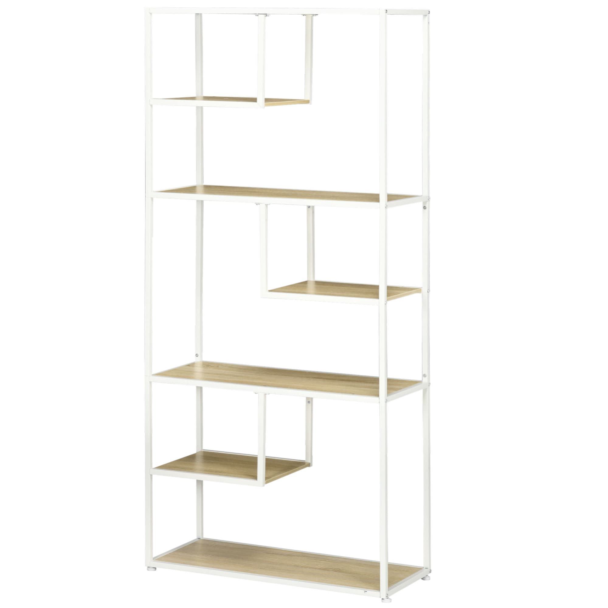 HOMCOM Bibliothèque étagère de rangement à 7 niveaux cadre en acier style industriel 83 x 34 x 180 cm chêne