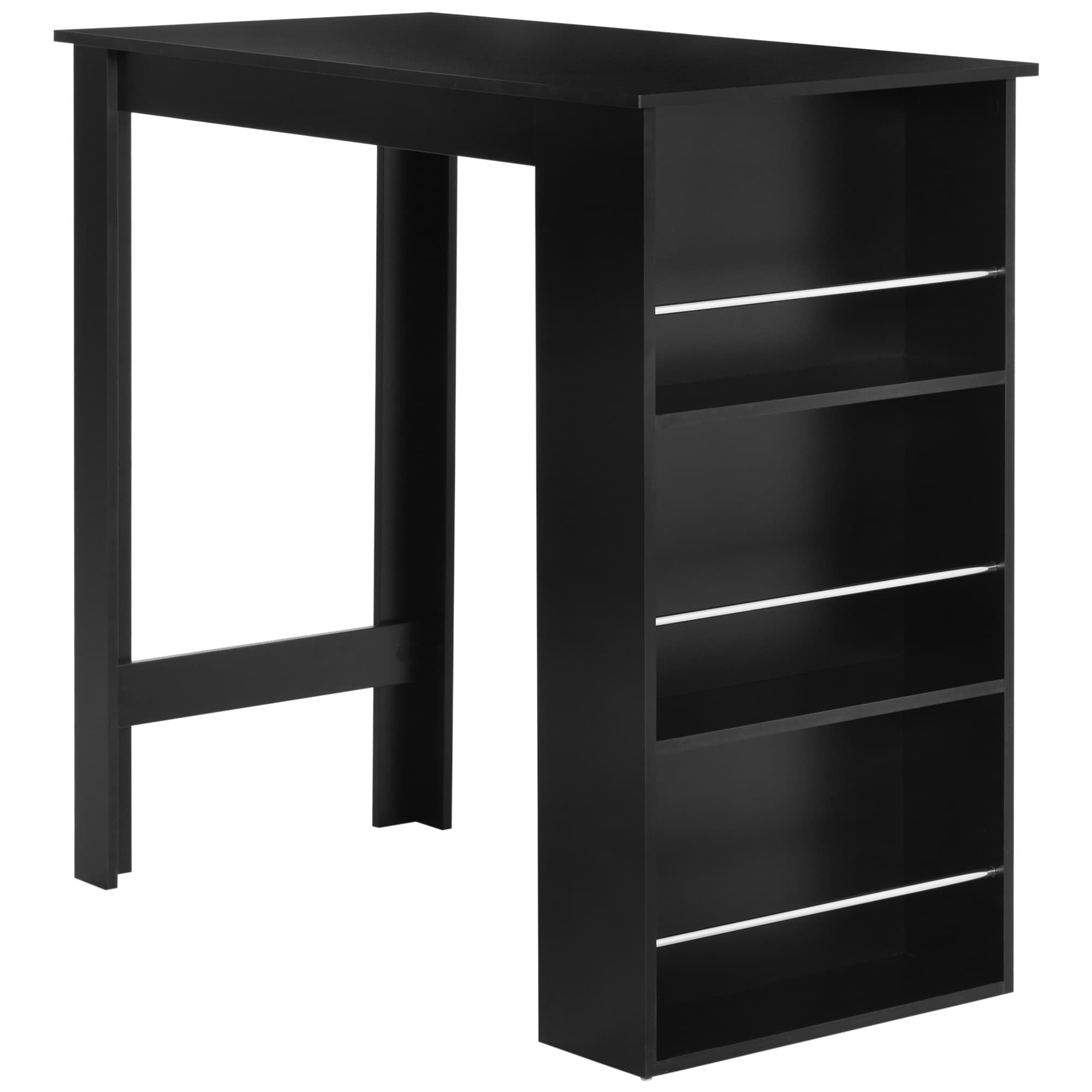 HOMCOM Table de bar table haute de cuisine mange-debout comptoir - dim. 112L x 57l x 106H cm - 3 étagères - noir