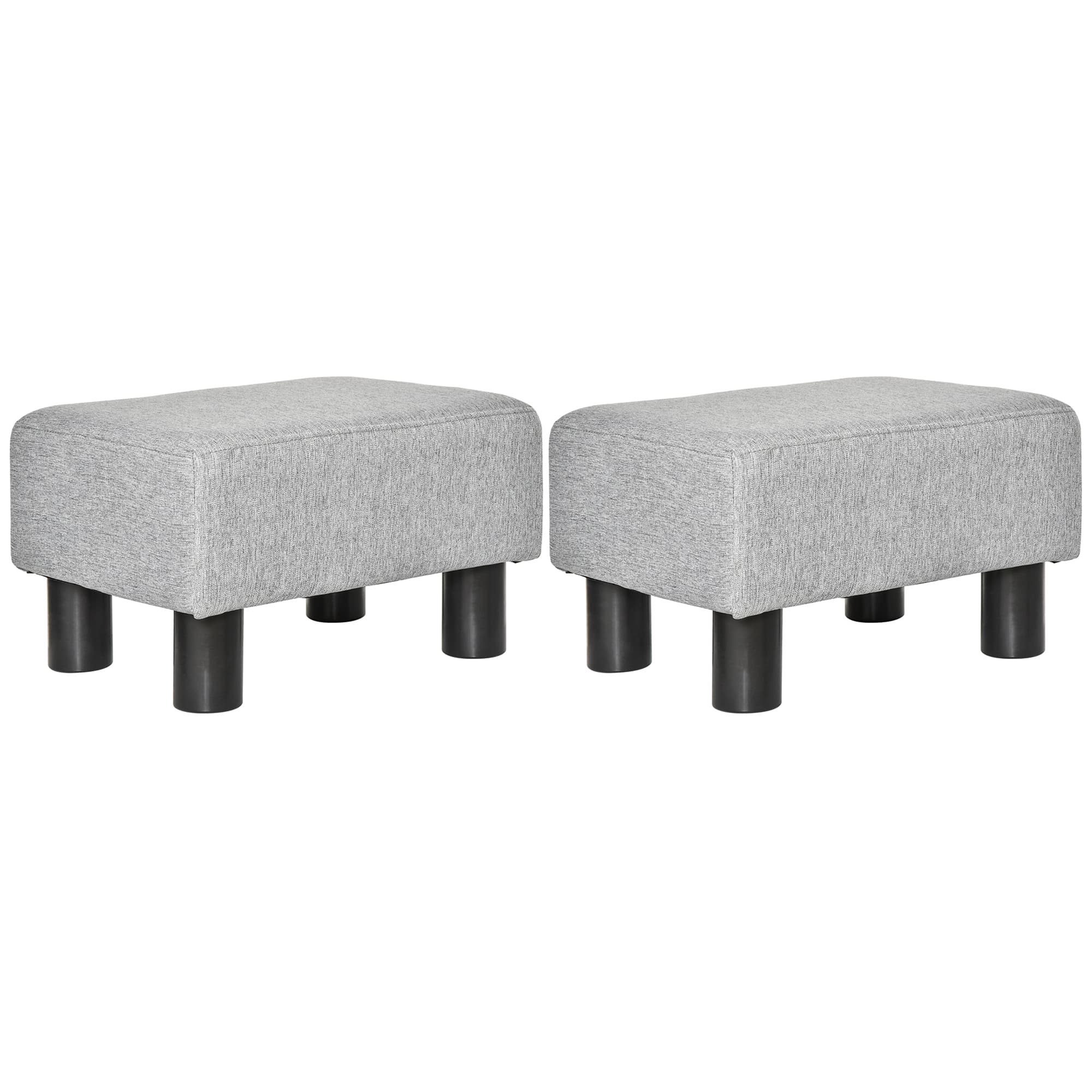 HOMCOM Lot de 2 poufs repose-pied tabouret bas en tissu de lin capacité de charge 150 Kg 40 x 30 x 24 cm gris