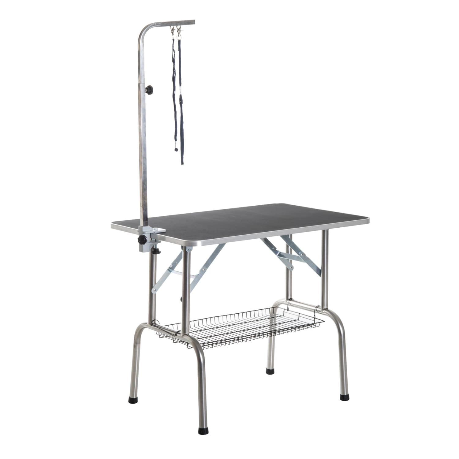 PawHut Table de Toilettage Pliante avec Potence et Panier 90 x 60 x75 cm