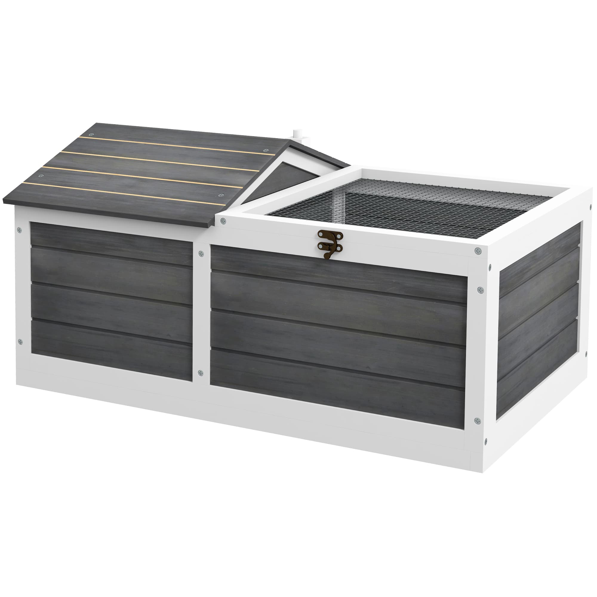 PawHut Maison enclos cage pour petit animal tortue avec 2 espaces 86 x 54 x 43 cm - bois de sapin Aosom France