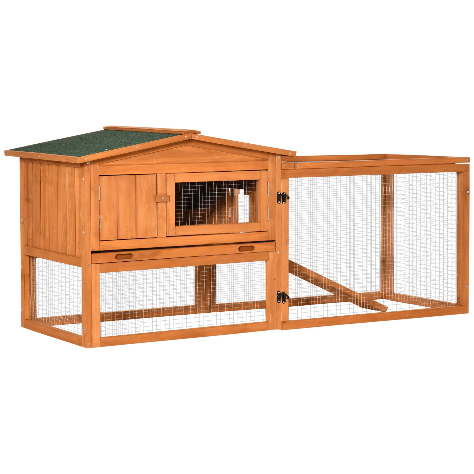 PawHut Clapier cage lapin rongeurs 2 étages tiroir déjection enclos extérieur amovible toit ouvrant 156L x 58l x 68H cm Aosom France