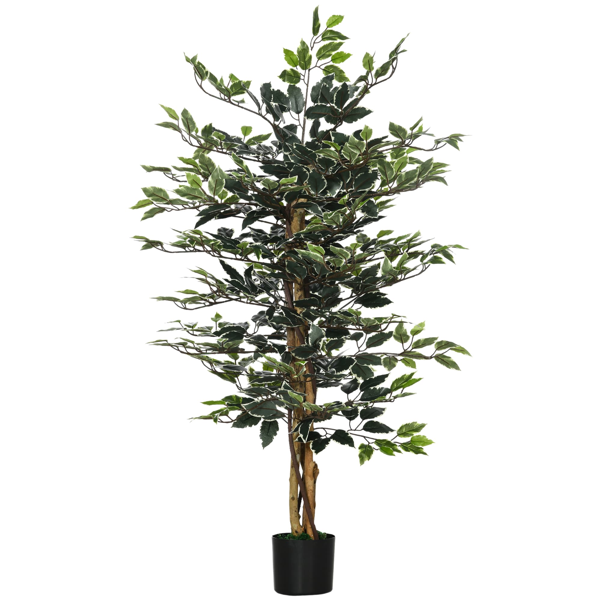 HOMCOM Plante artificielle ficus tronc branches liane lichen feuilles grand réalisme pot inclus hauteur 1,3 m
