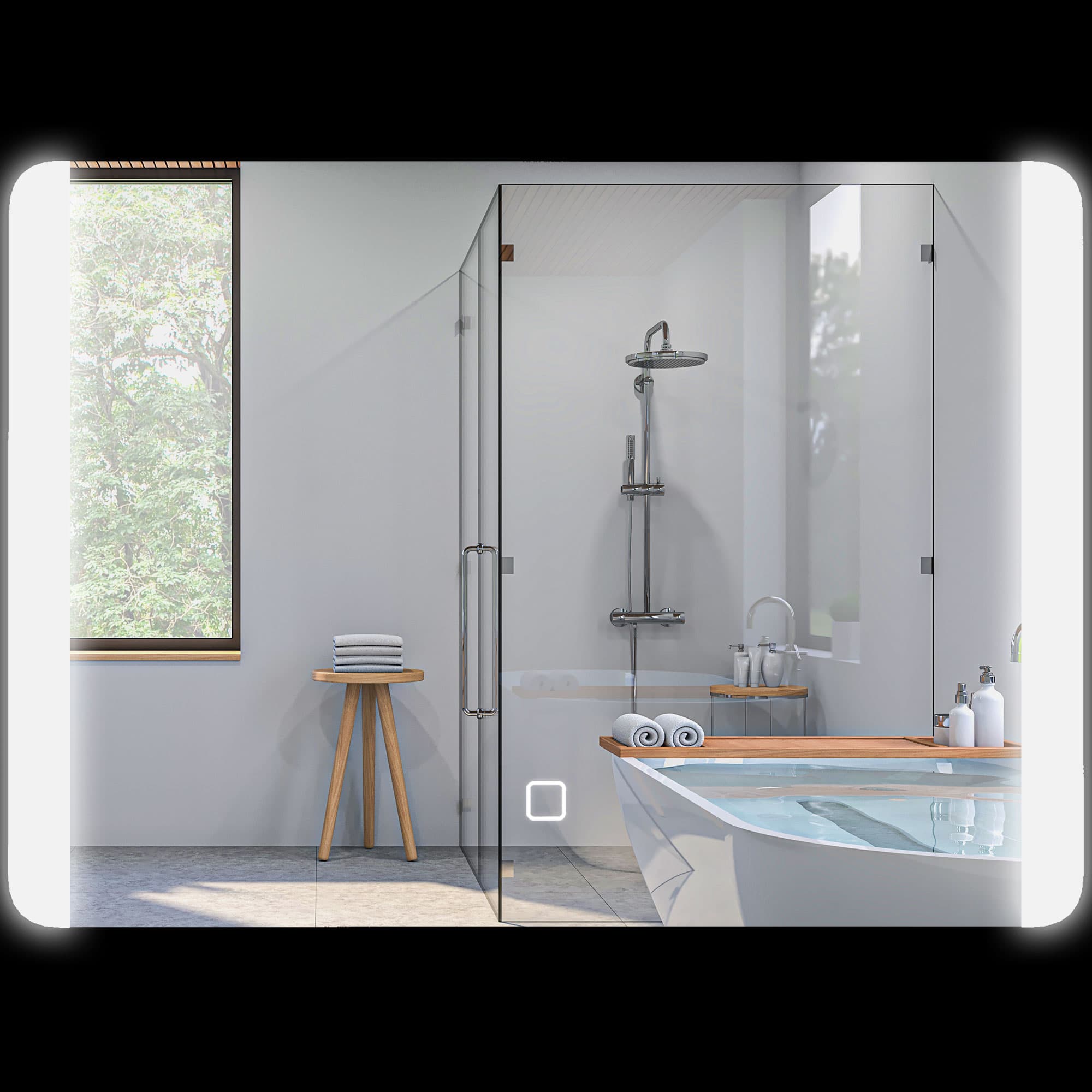 HOMCOM Miroir LED Rectangulaire Anti-Buée Luminosité Réglable Argent pour Salle de Bain 50x70cm Aosom France