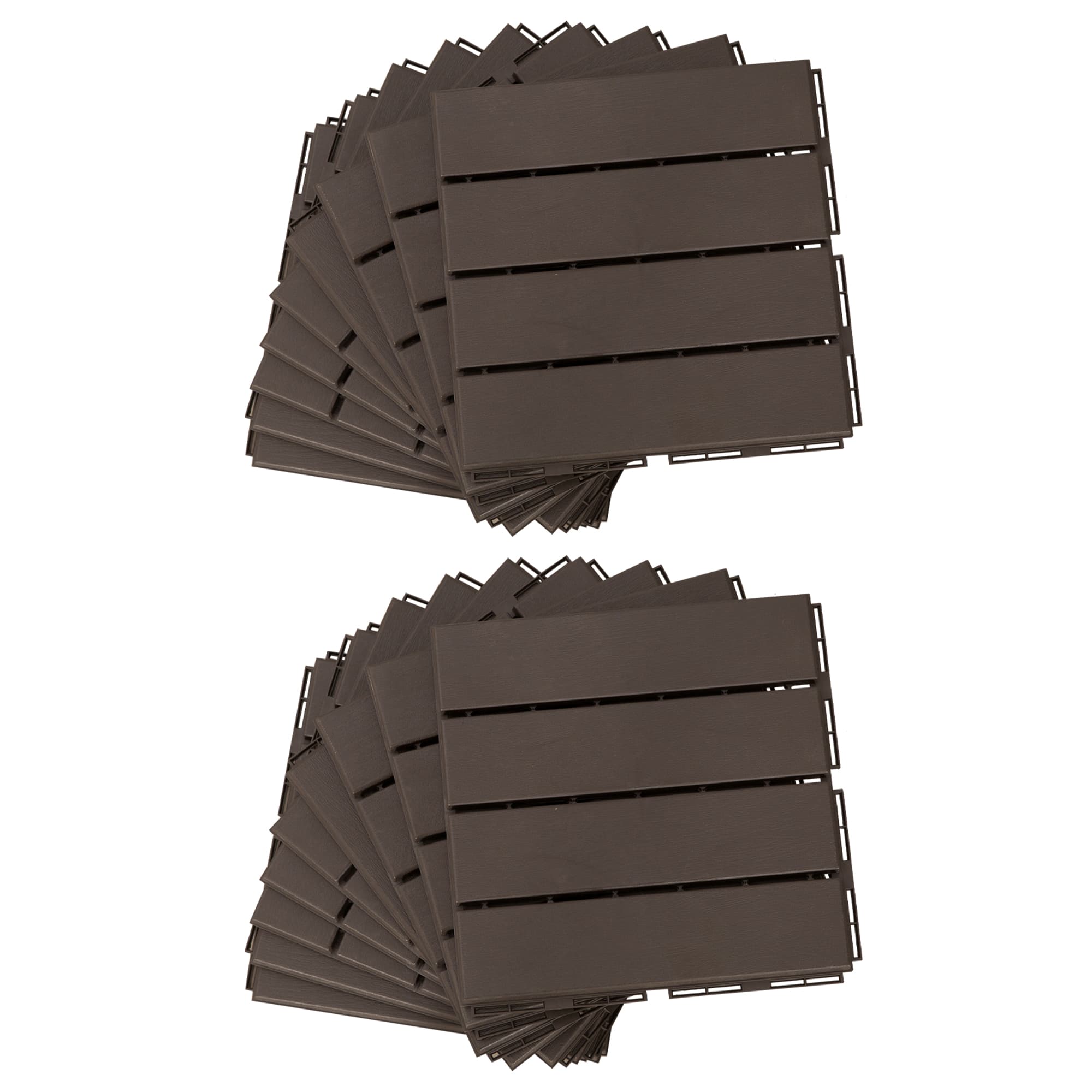 Outsunny Caillebotis - Dalles terrasse - Lot de 18 - emboîtables, Installation très Simple - Petits Carreaux Composite Plastique